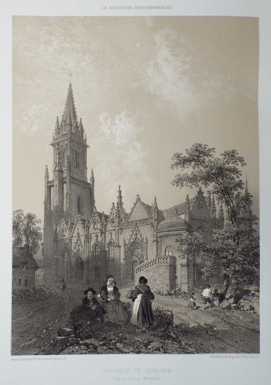 Lithograph - Chapelle de Quelven, Pres de Pontivy (Morbihan) - Ciceri