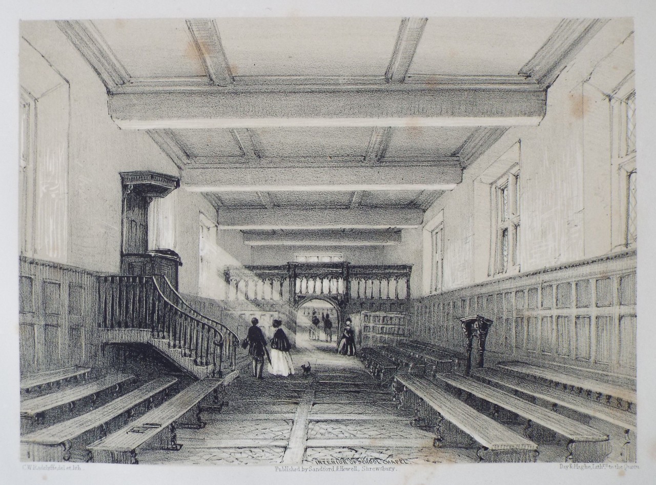 Lithograph - Interior of School Chapel. - Radclyffe