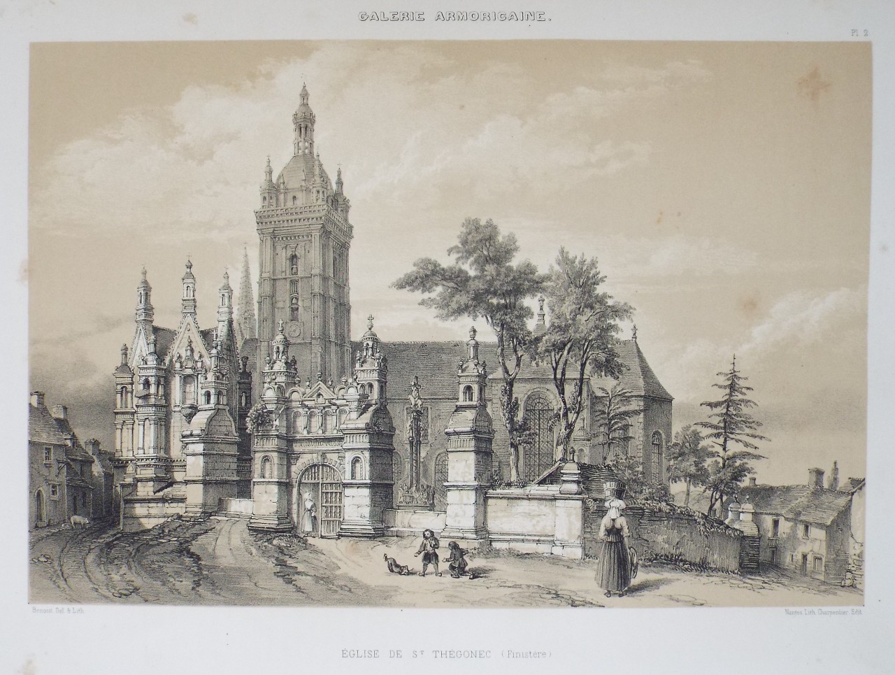 Lithograph - Galerie Armoricaine. Eglise de St. Thegonnec. (Finistere) - Benoist