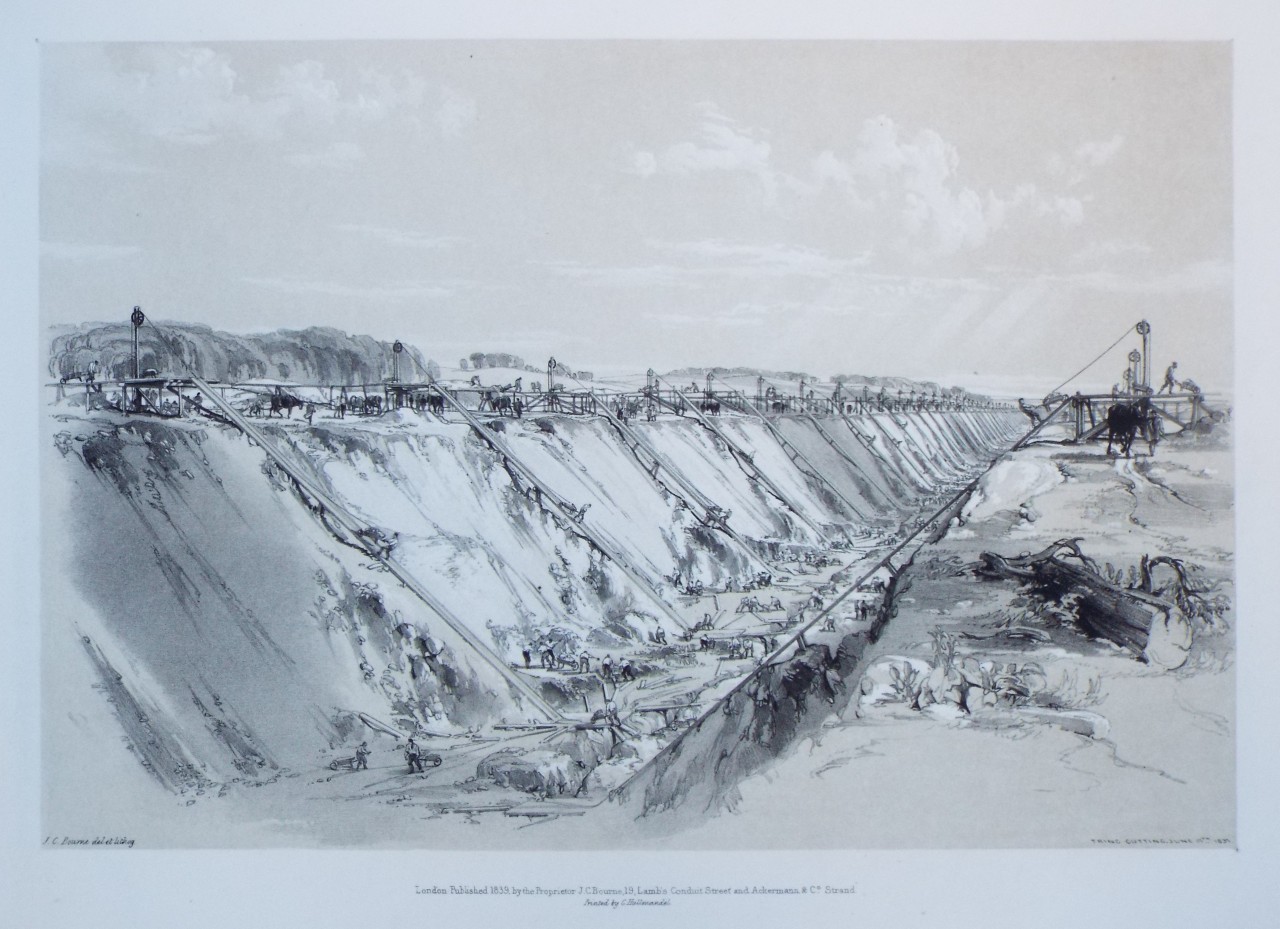 Lithograph - Tring Cutting. June 17th 1837. - Bourne