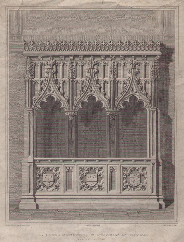 Print - The Poore Monument in Salisbury Cathedral Erected A.D.1817. - Le