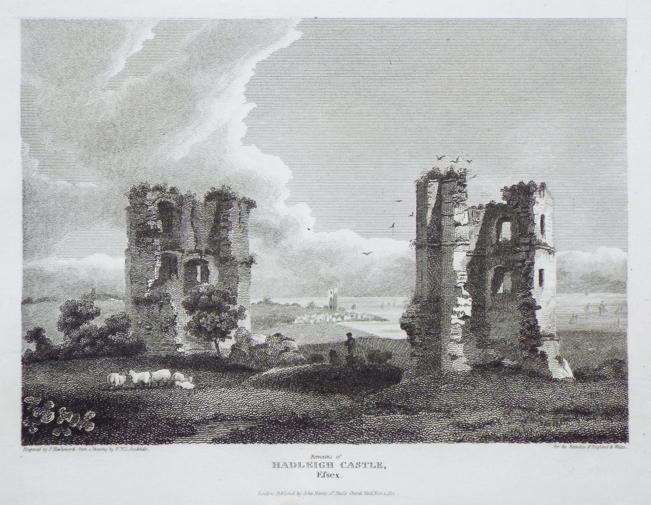 Print - Remains of Hadleigh Castle, Essex. - Hawksworth