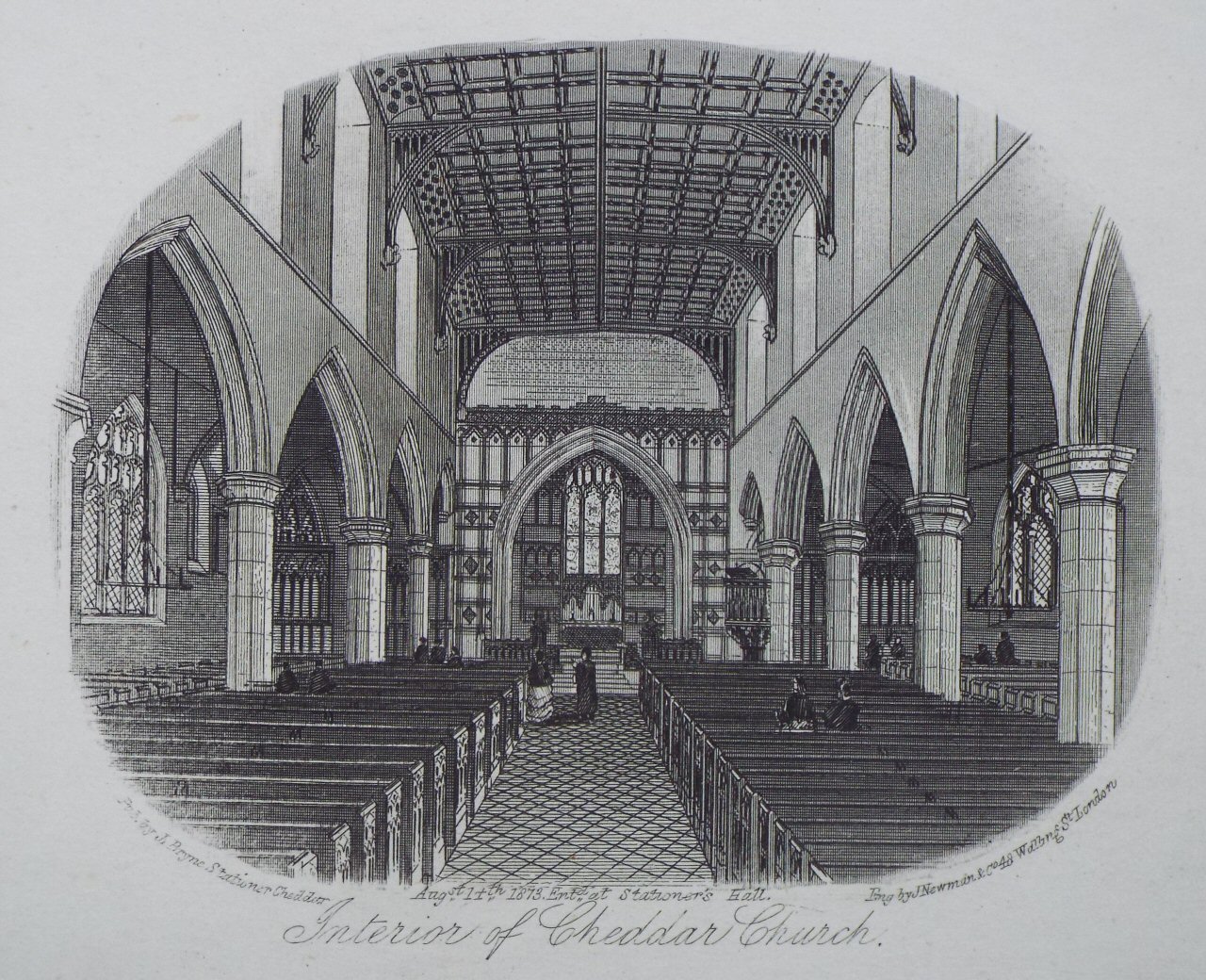 Steel Vignette - Interior of Cheddar Church. - Newman