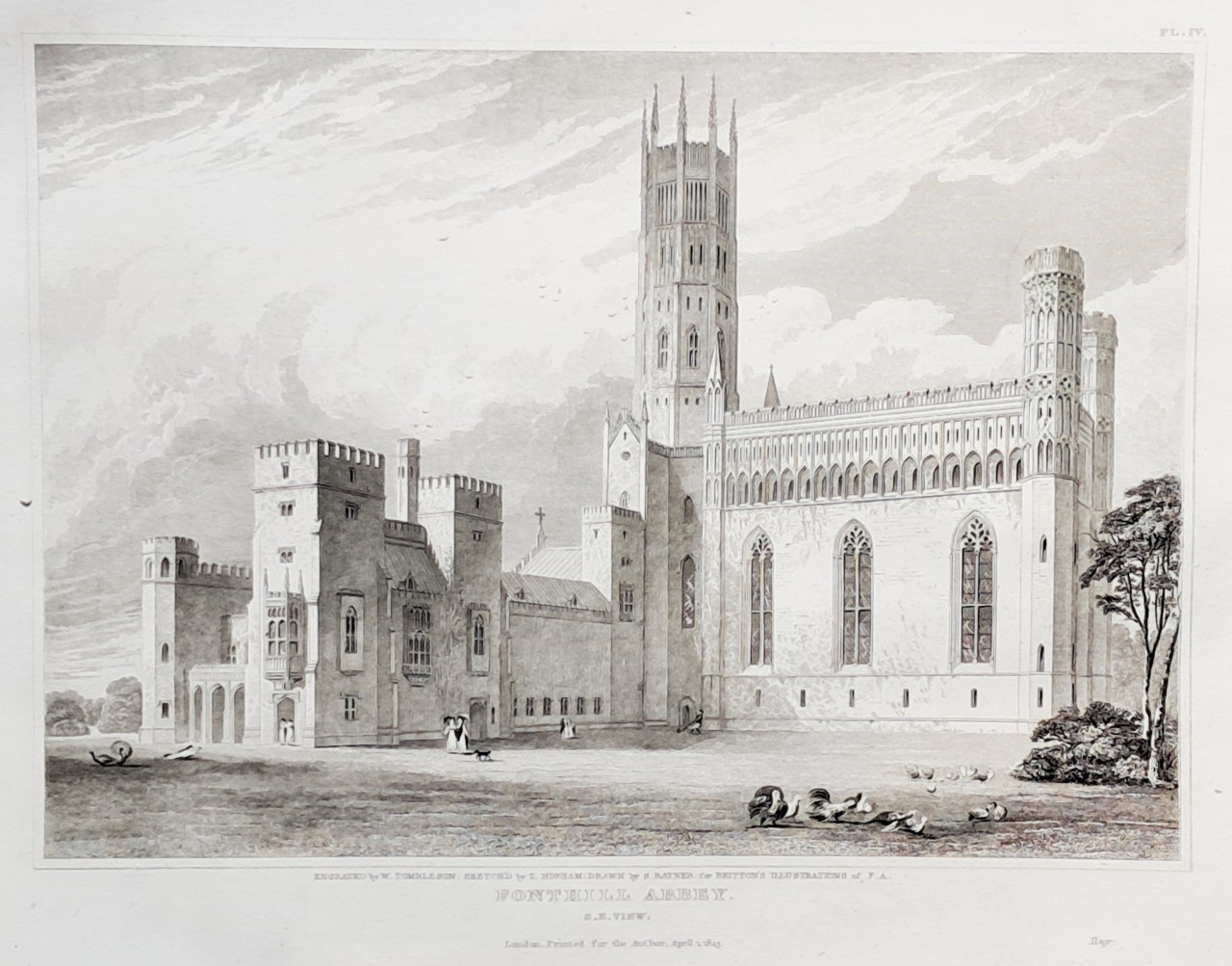 Print - Pl.04. Fonthill Abey,  S.E. View. - Tombleson
