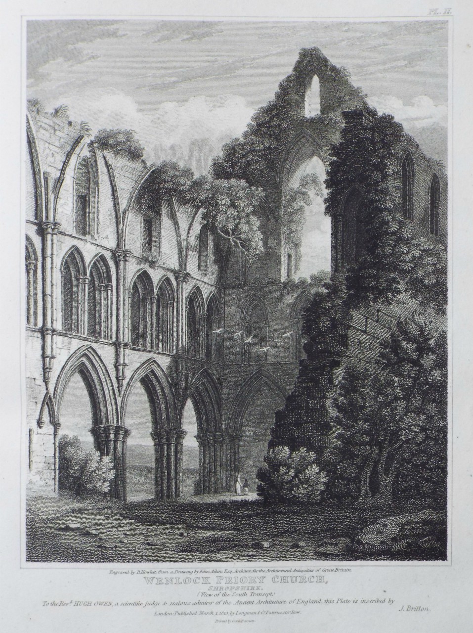 Print - Wenlock Priory Church, Shropshire. (View of the South Transcept.) - Howlett