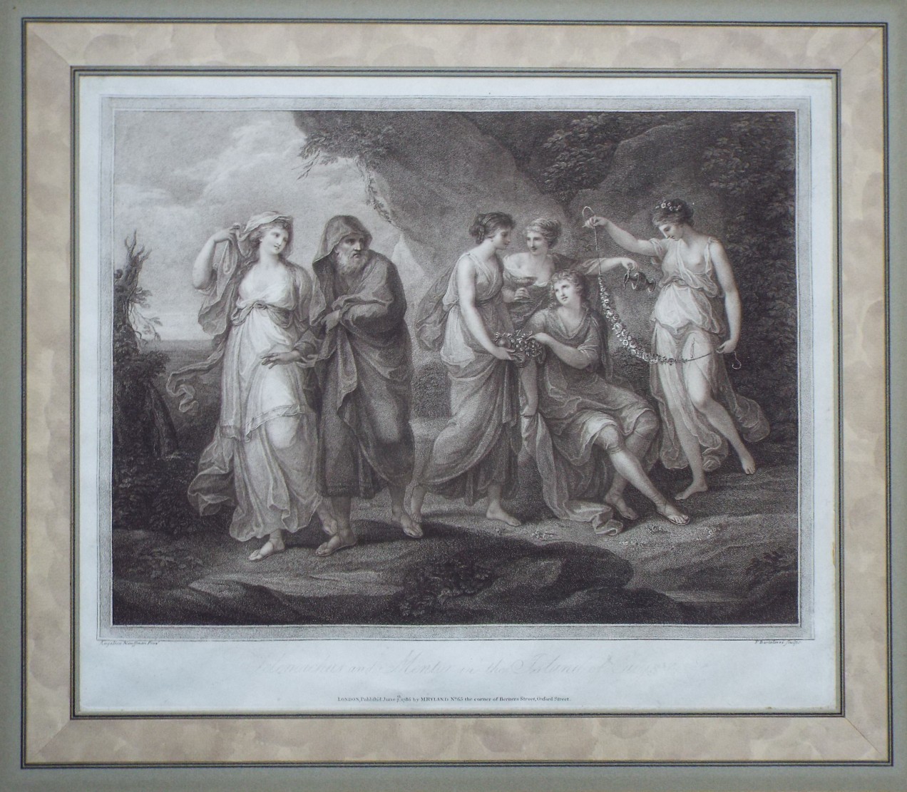 Stipple - Telemachus and Mentor in the Island of Calypso. - Bartolozzi