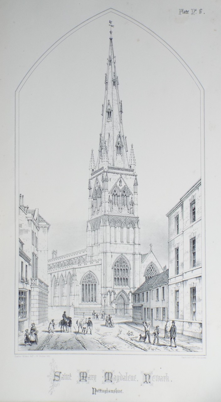 Lithograph - Saint Mary Magdalene, Newark, Nottinghamshire. - Butler