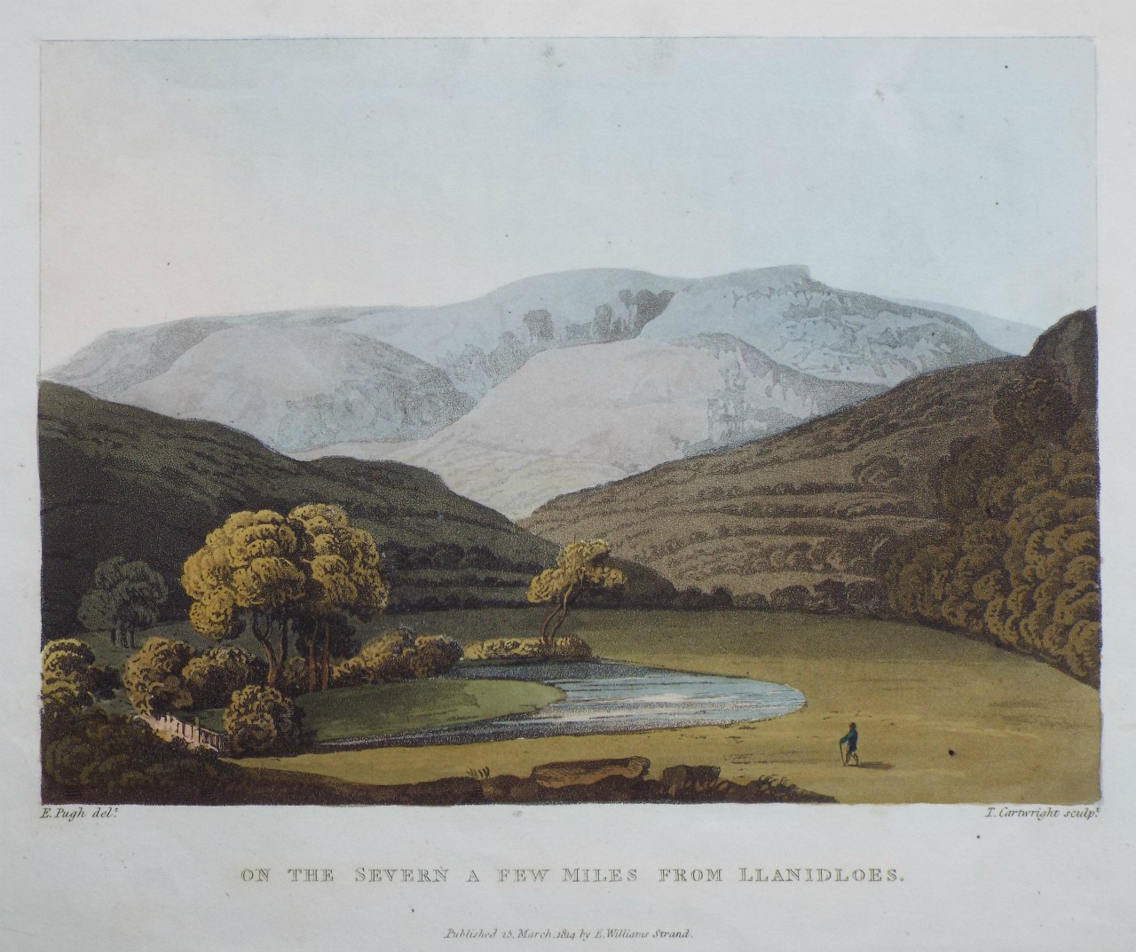 Aquatint - On the Severn a Few Miles from Llanidloes. - Cartwright