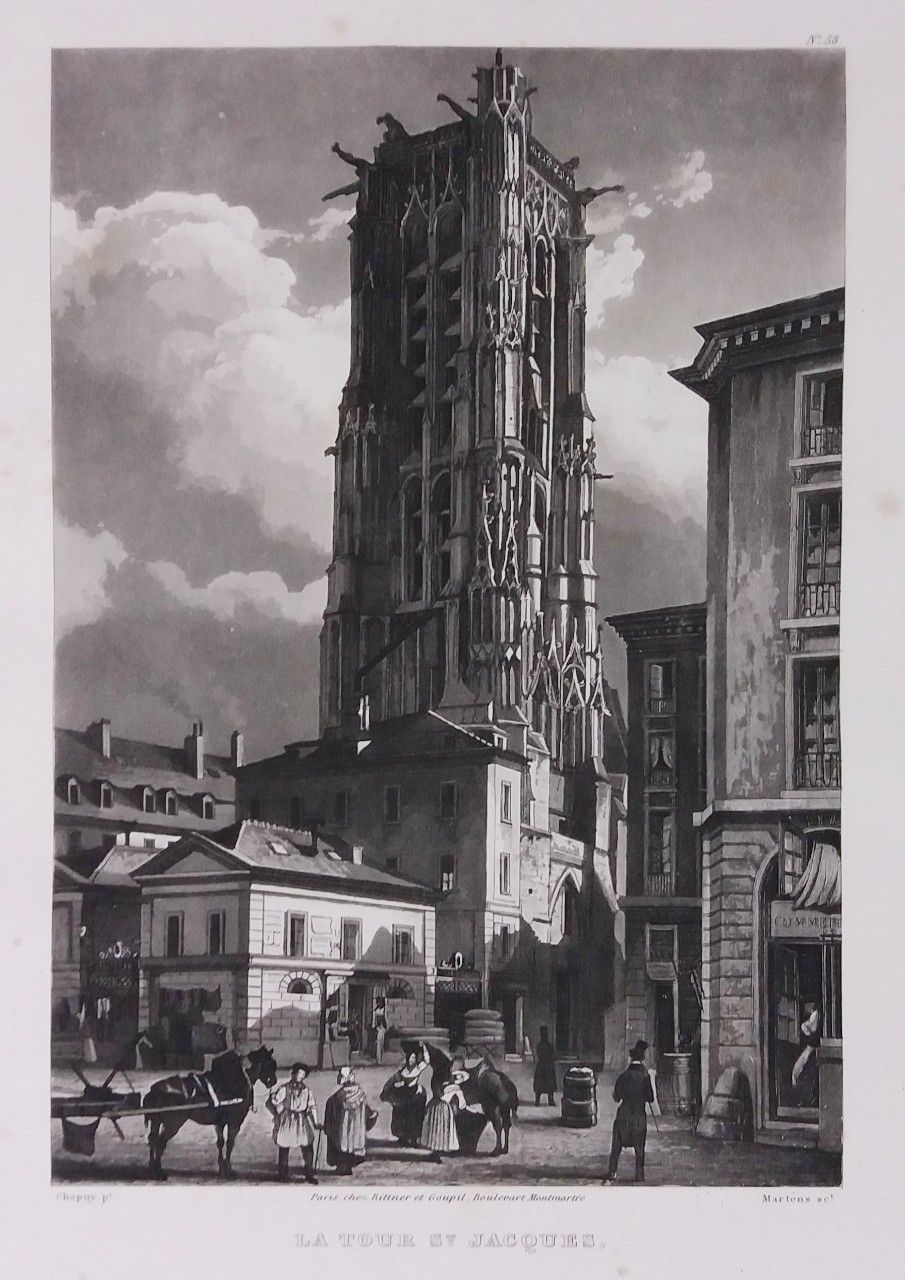 Aquatint - La Tour St. Jacques. - 