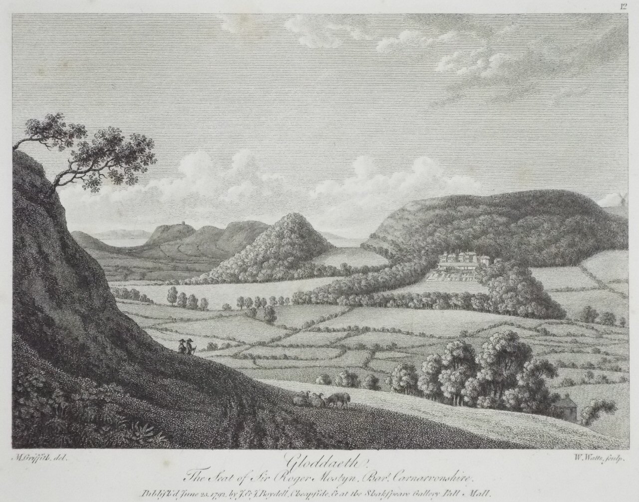 Print - Gloddaeth. The Seat of Sir Roger Mostyn, Bart. Carnarvonshire. - Watts