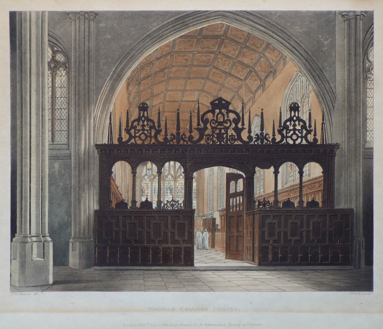 Aquatint - Wadham College Chapel. - Bluck