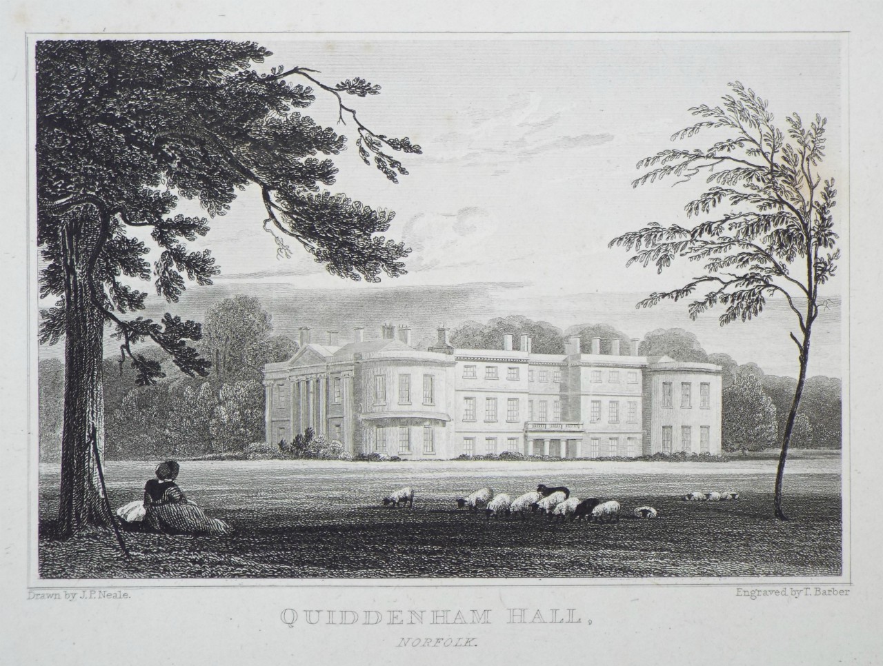 Print - Quiddenham Hall, Norfolk. - Barber