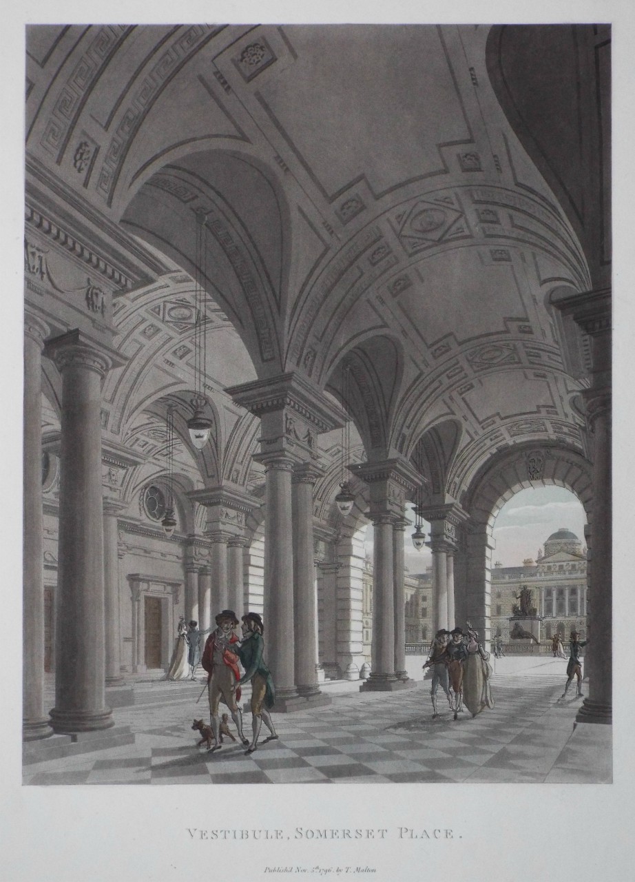 Aquatint - Vestibule, Somerset House. - Malton