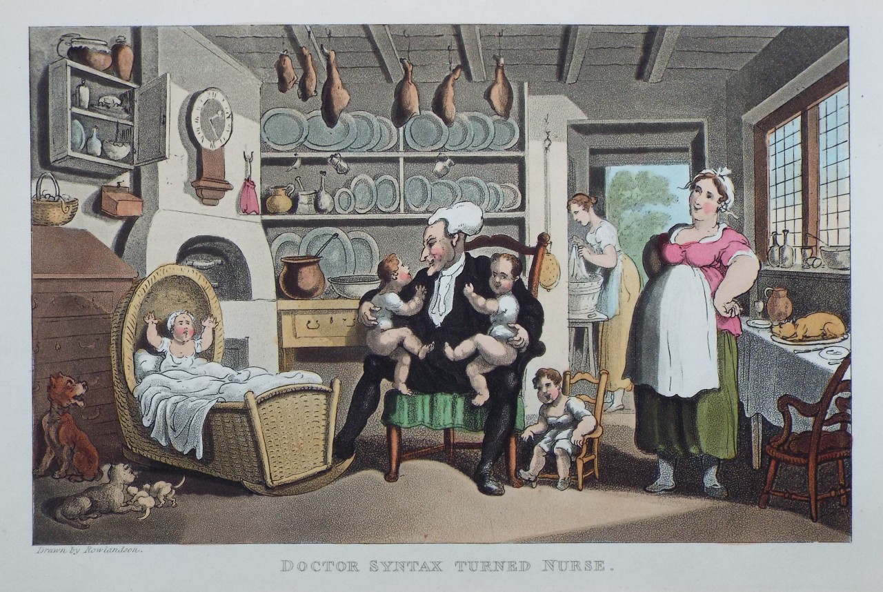 Aquatint - Doctor Syntax Turned Nurse. - Rowlandson