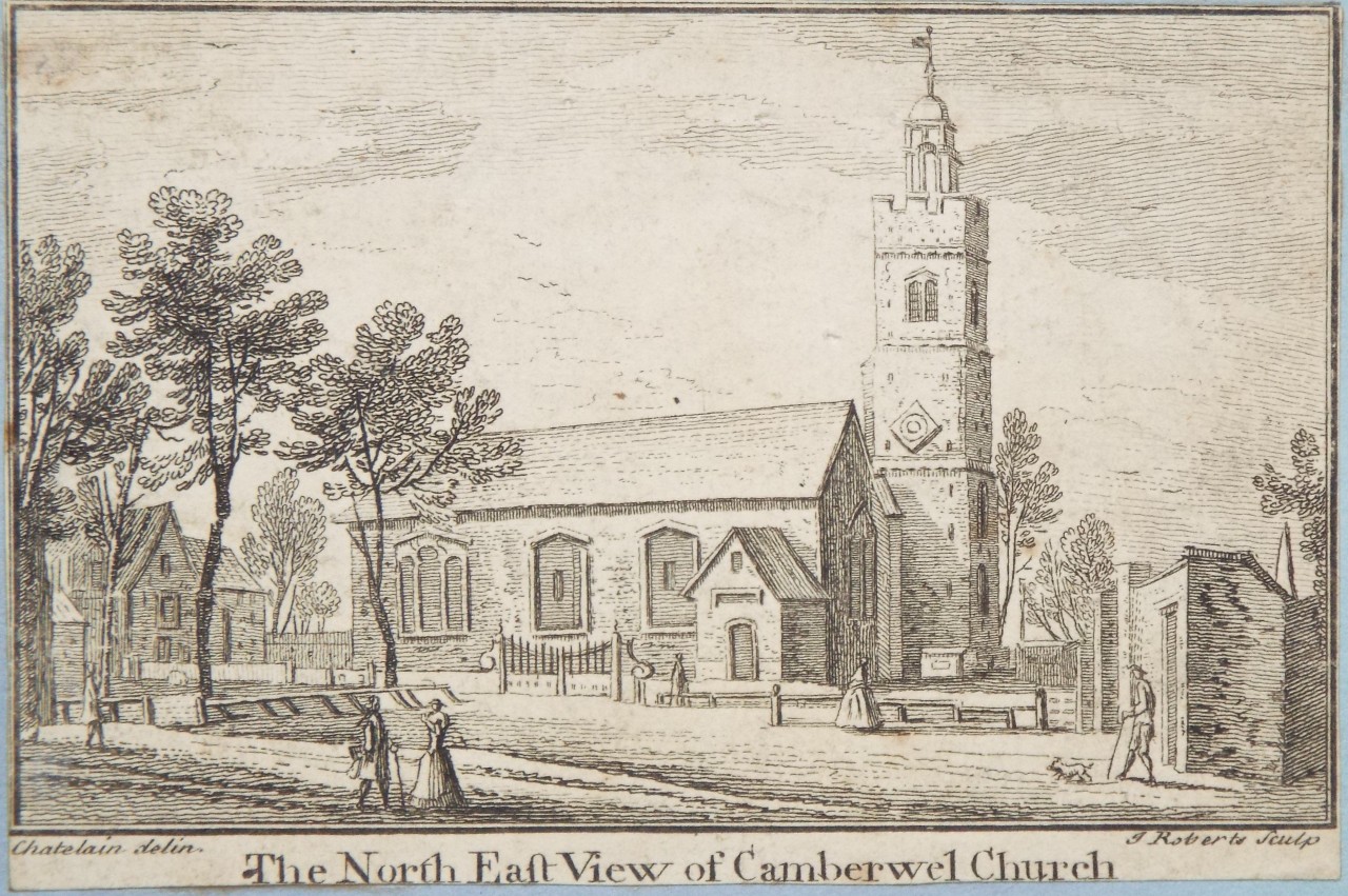 Print - The North East View of Camberwel Church - Roberts