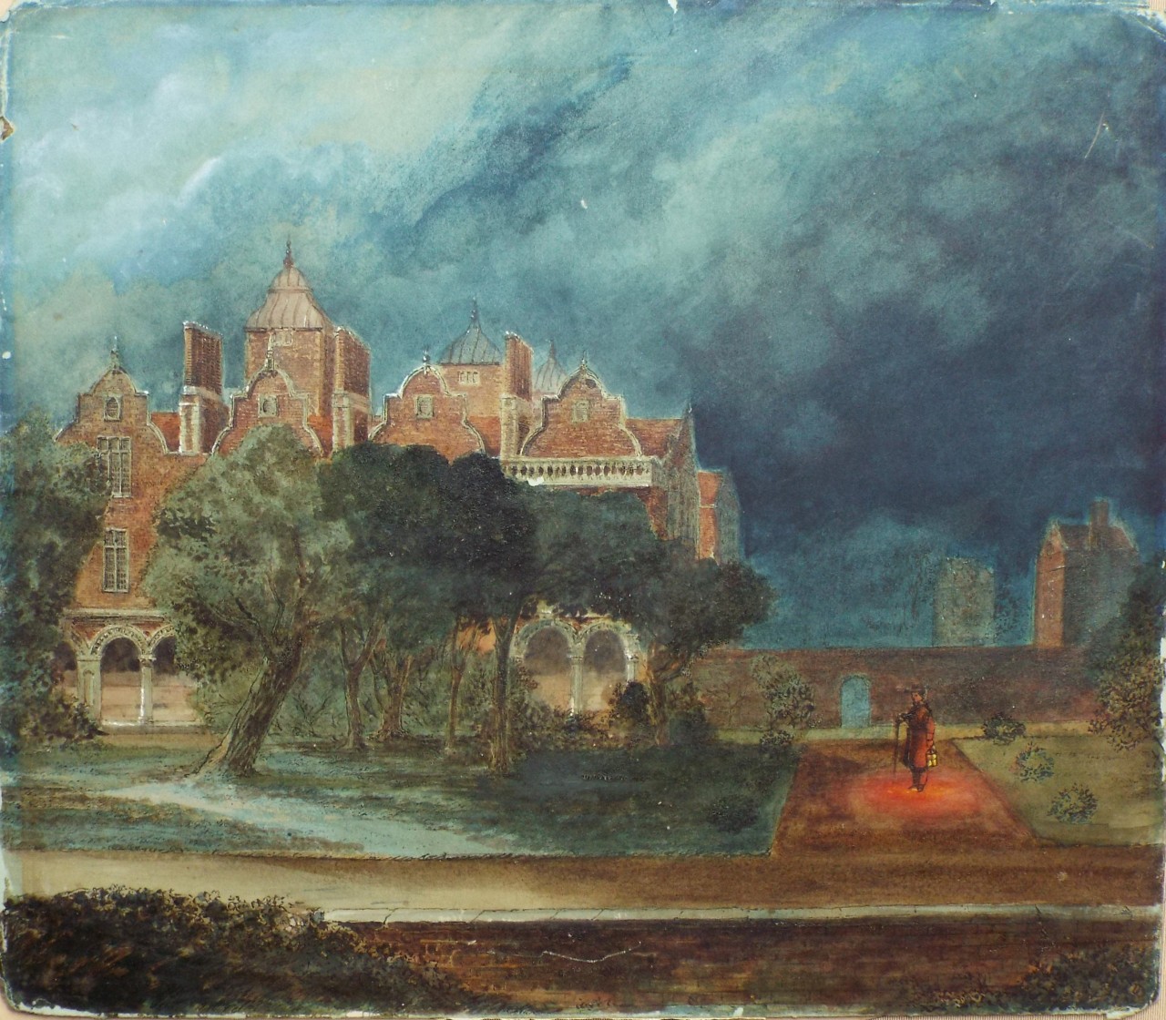Watercolour - Aston Hall at night