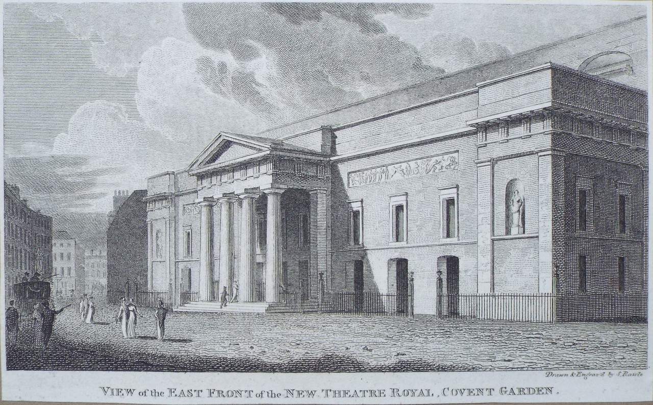 Print - View of the East Front of the New Theatre Royal, Covent Garden. - Rawle