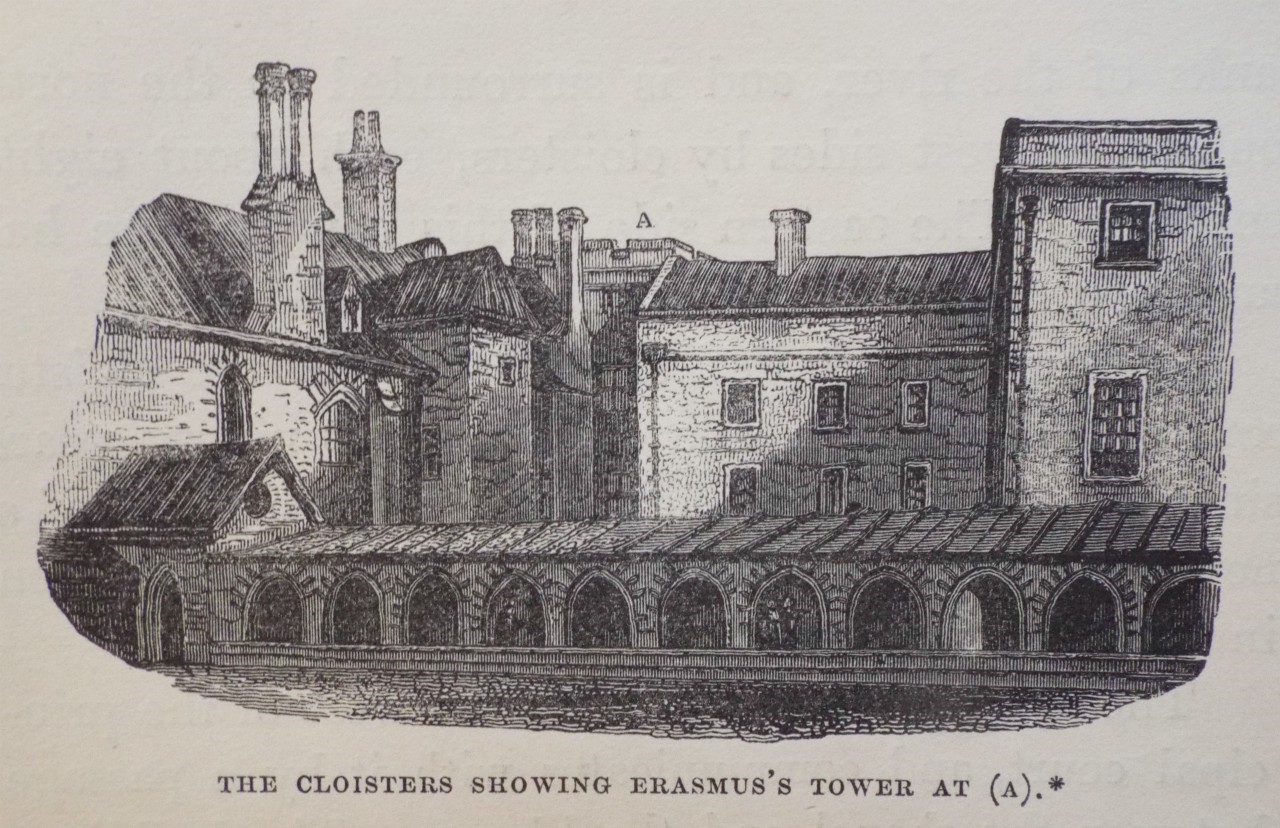 Wood - The Cloisters, showing Erasmus's Tower at (A).