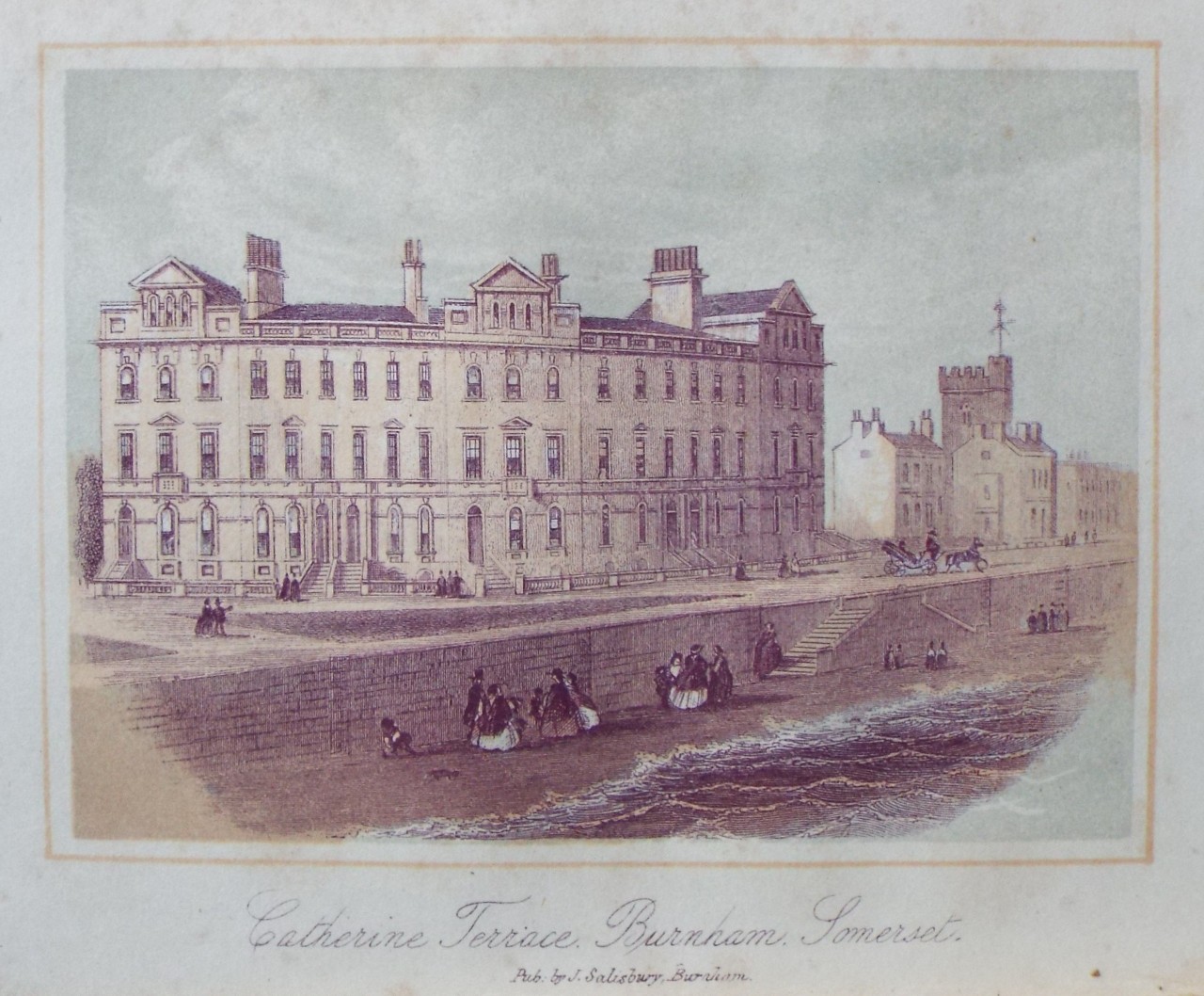 Lithograph - Caterine Terrace, Burnham, Somerset.