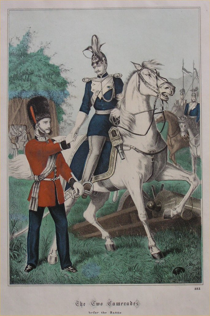 Lithograph - The Two Comerades. Before the Battle
