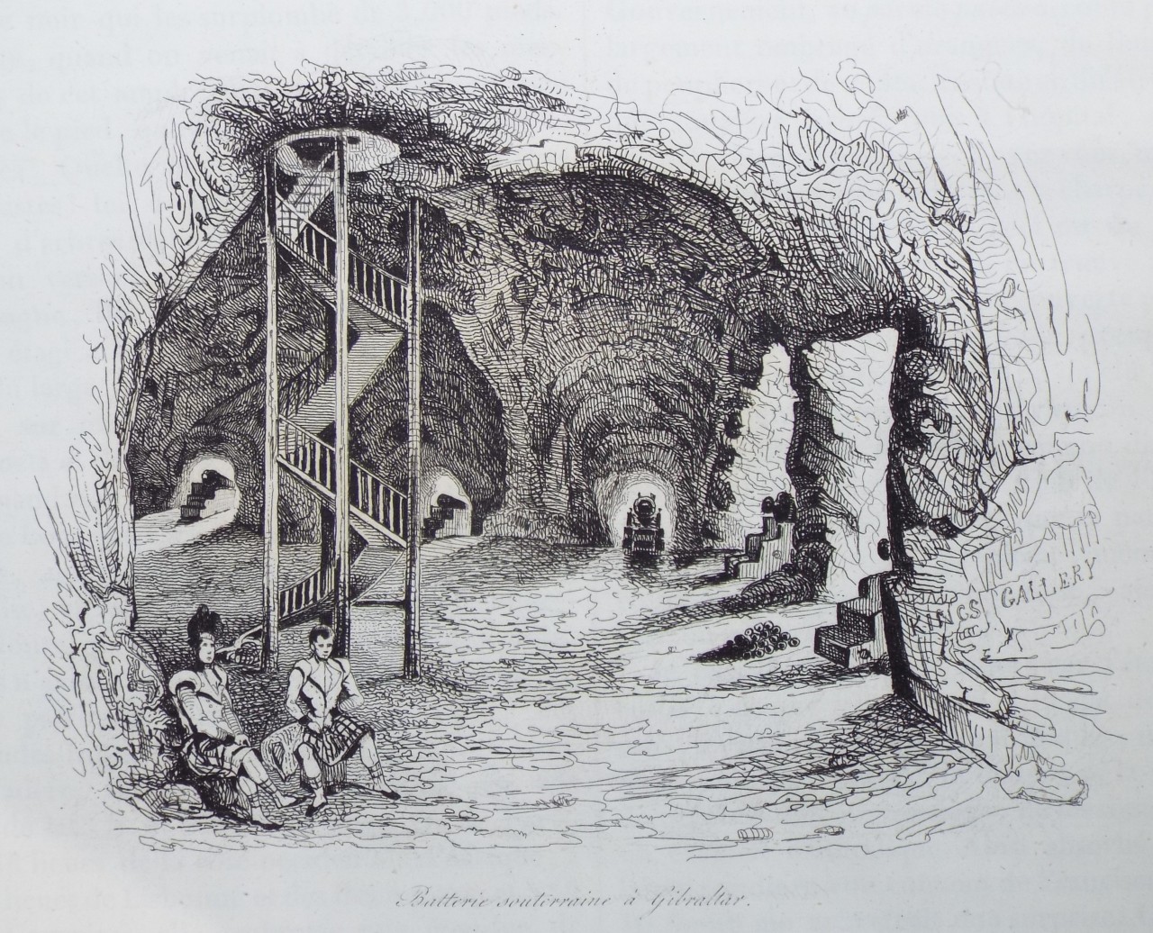 Etching - Batterie souterraine a Gibraltar. - Sainson
