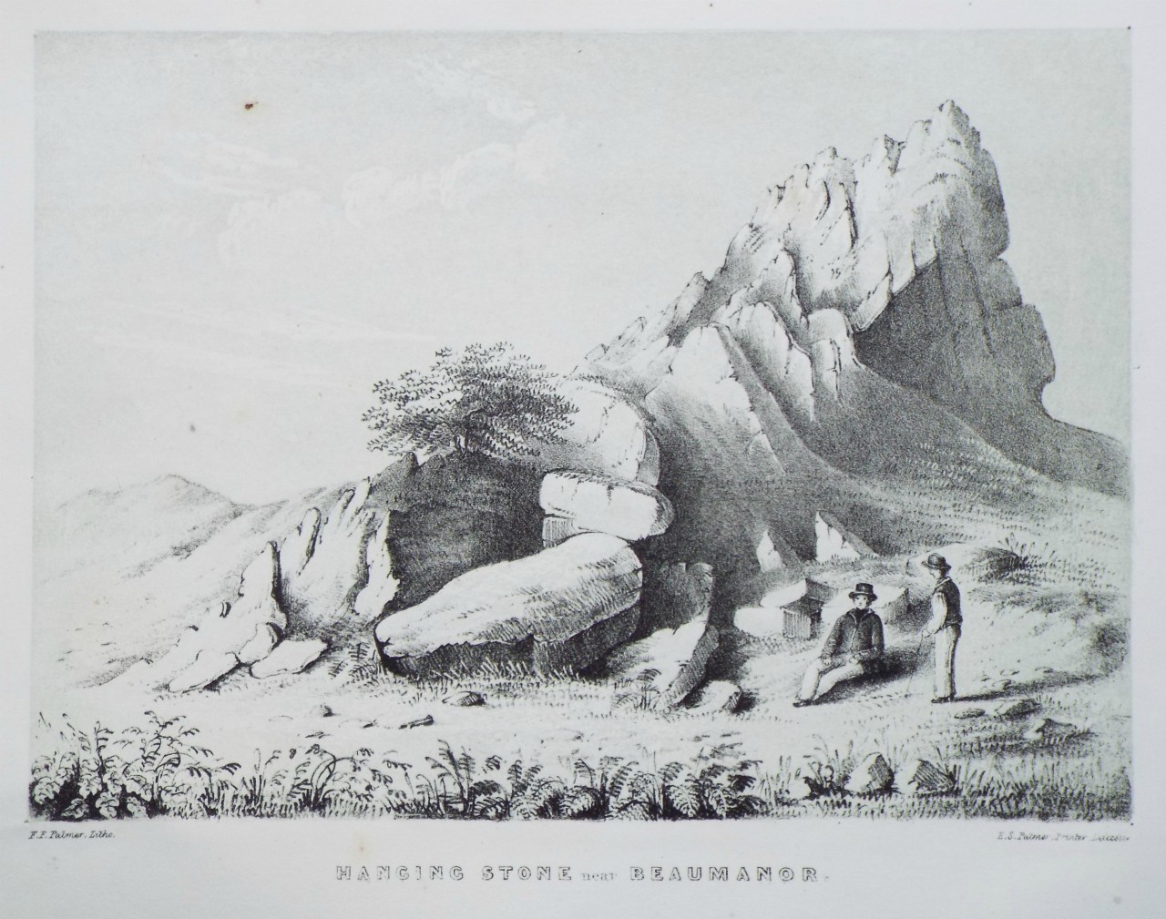 Lithograph - Hanging Rock near Beaumanor. - Palmer