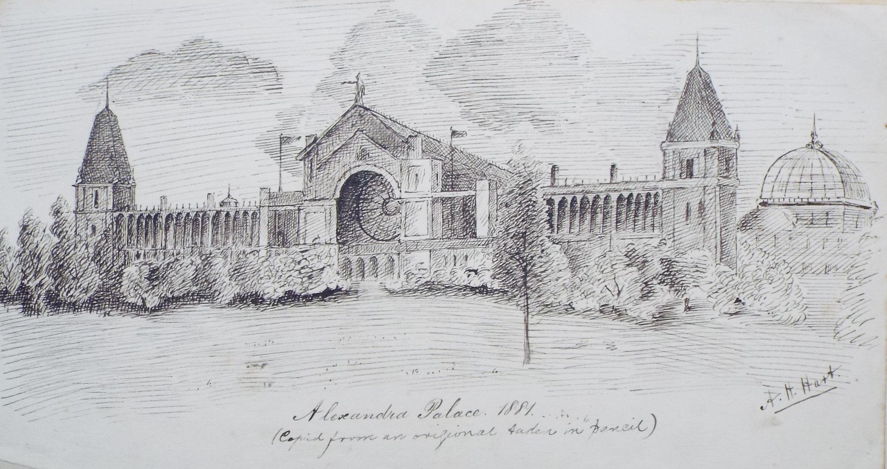 Ink drawing - Alexandra Palace. 1881,
