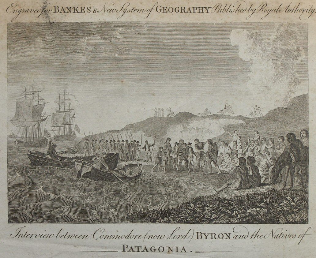 Print - Interview between Commodore (now Lord) Byron and the Natives of Patagonia.
