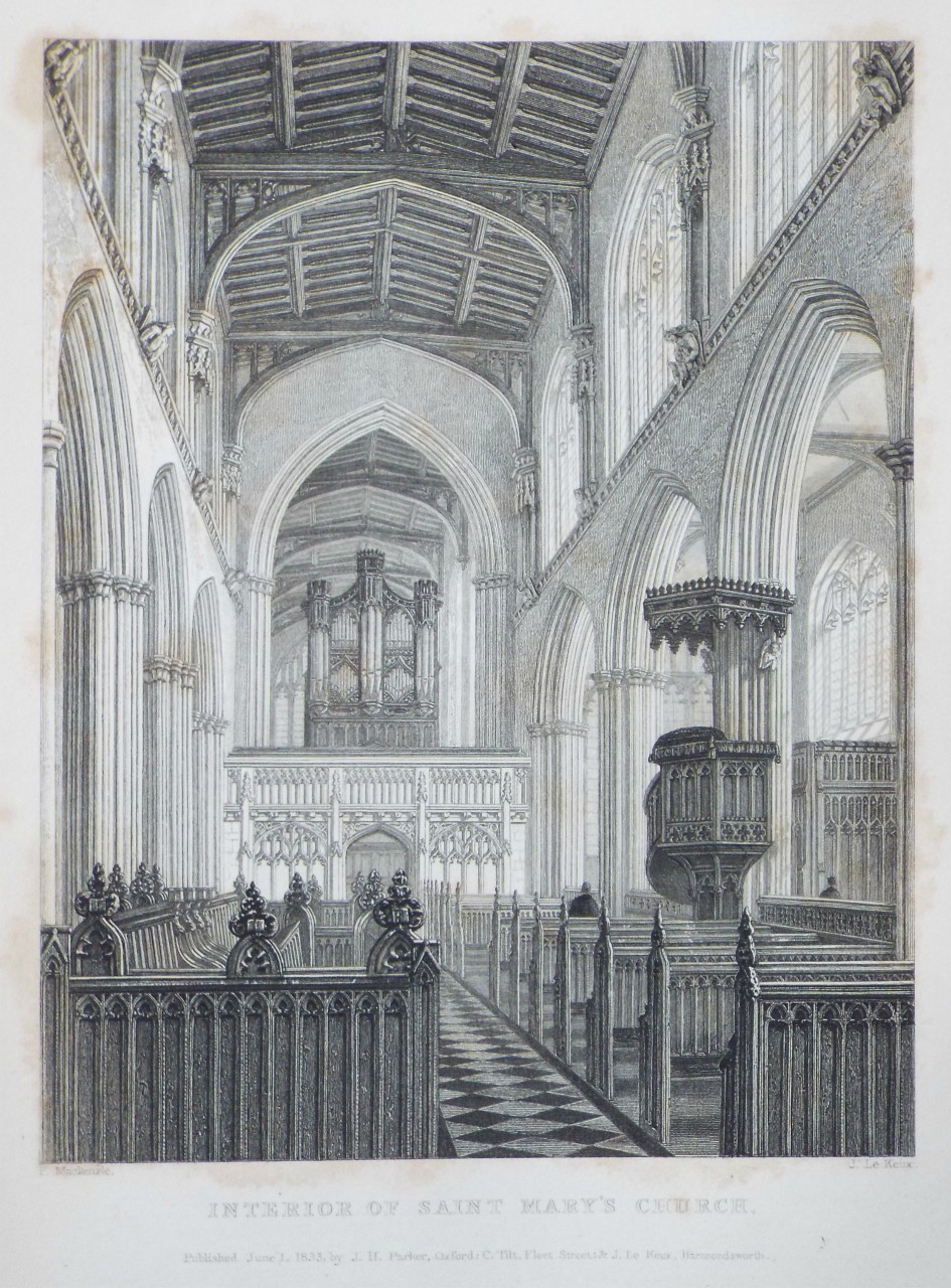 Print - Interior of St. Mary's Church. - Le
