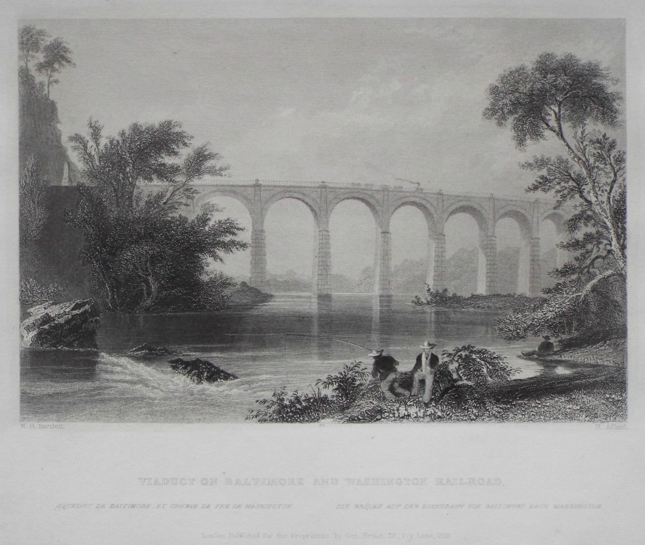 Print - Viaduct on Baltimore and Washington Railroad. - Adlard