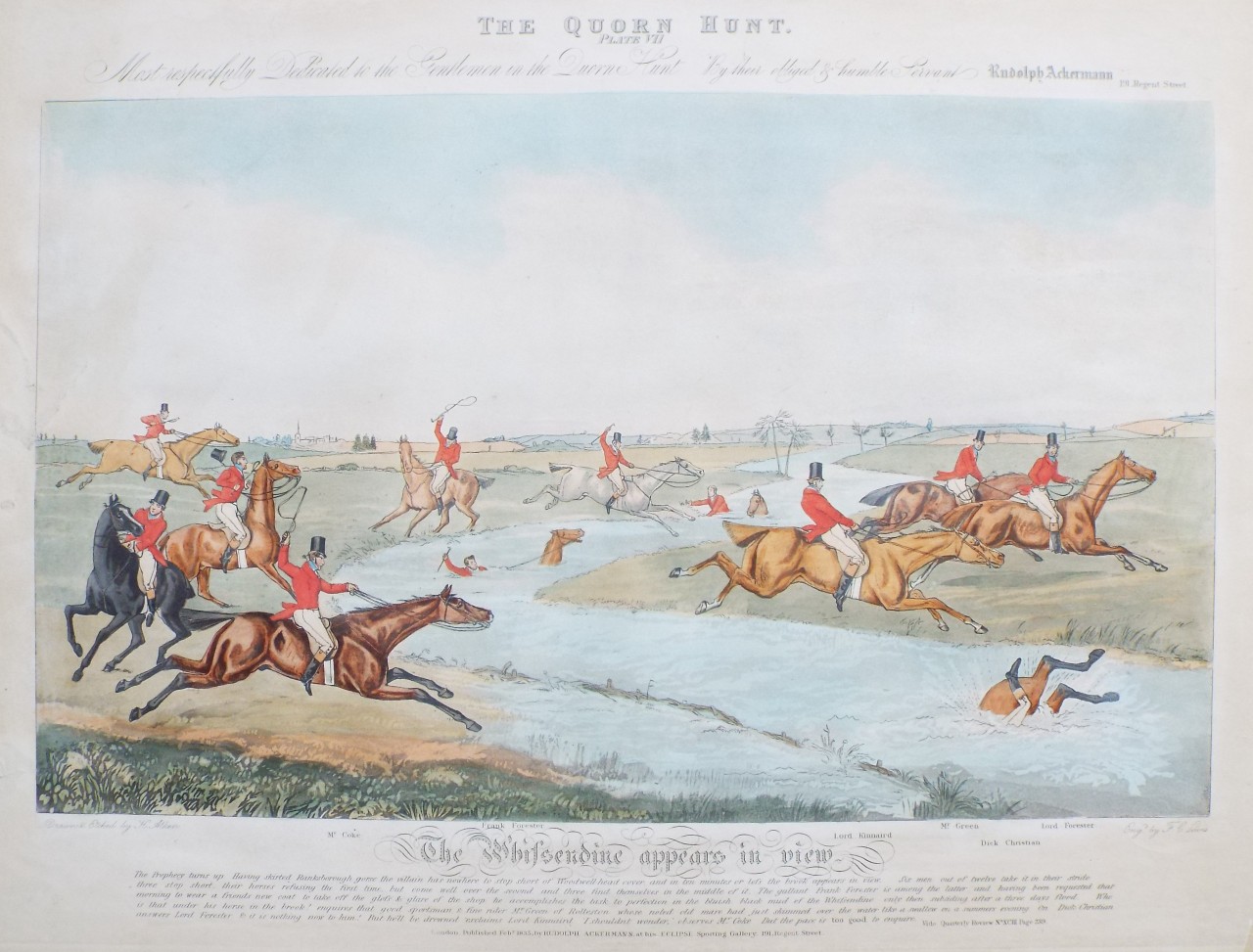 Aquatint - Quorn Hunt Plate VII. The Whissendine appears in view. - Lewis