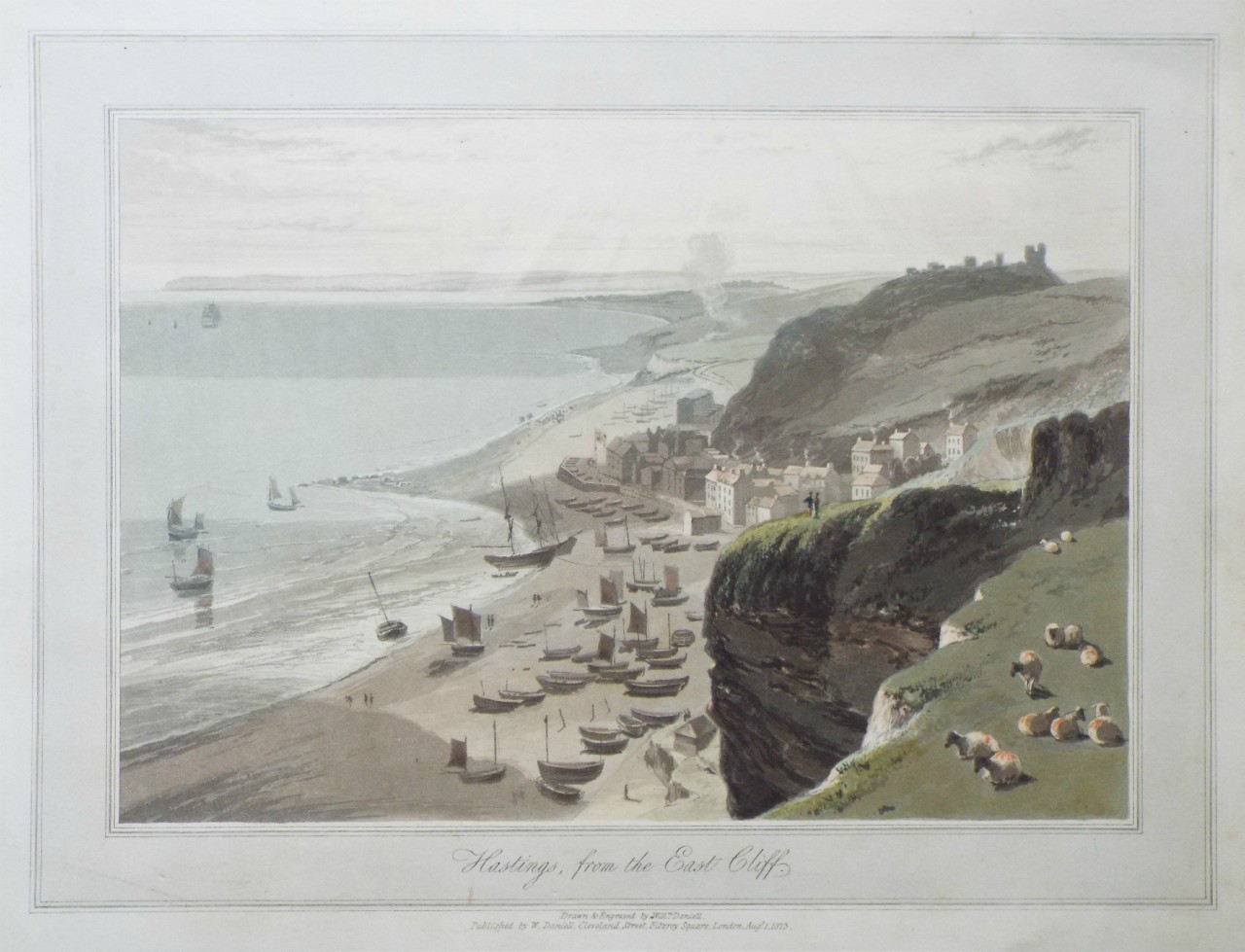 Aquatint - Hastings, from the East Cliff. - Daniell