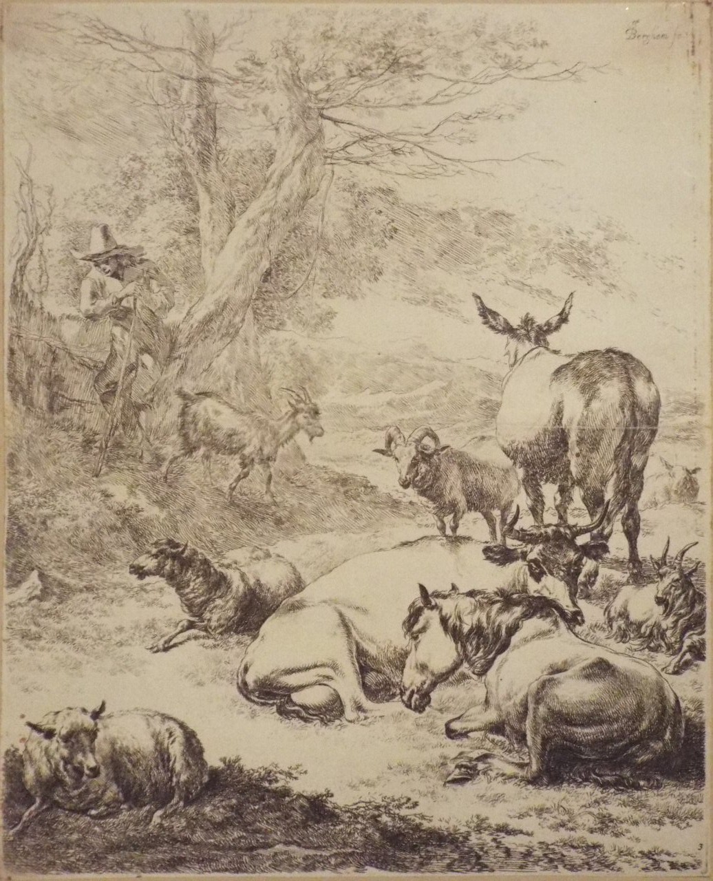 Etching - The Resting Herd - Berchem