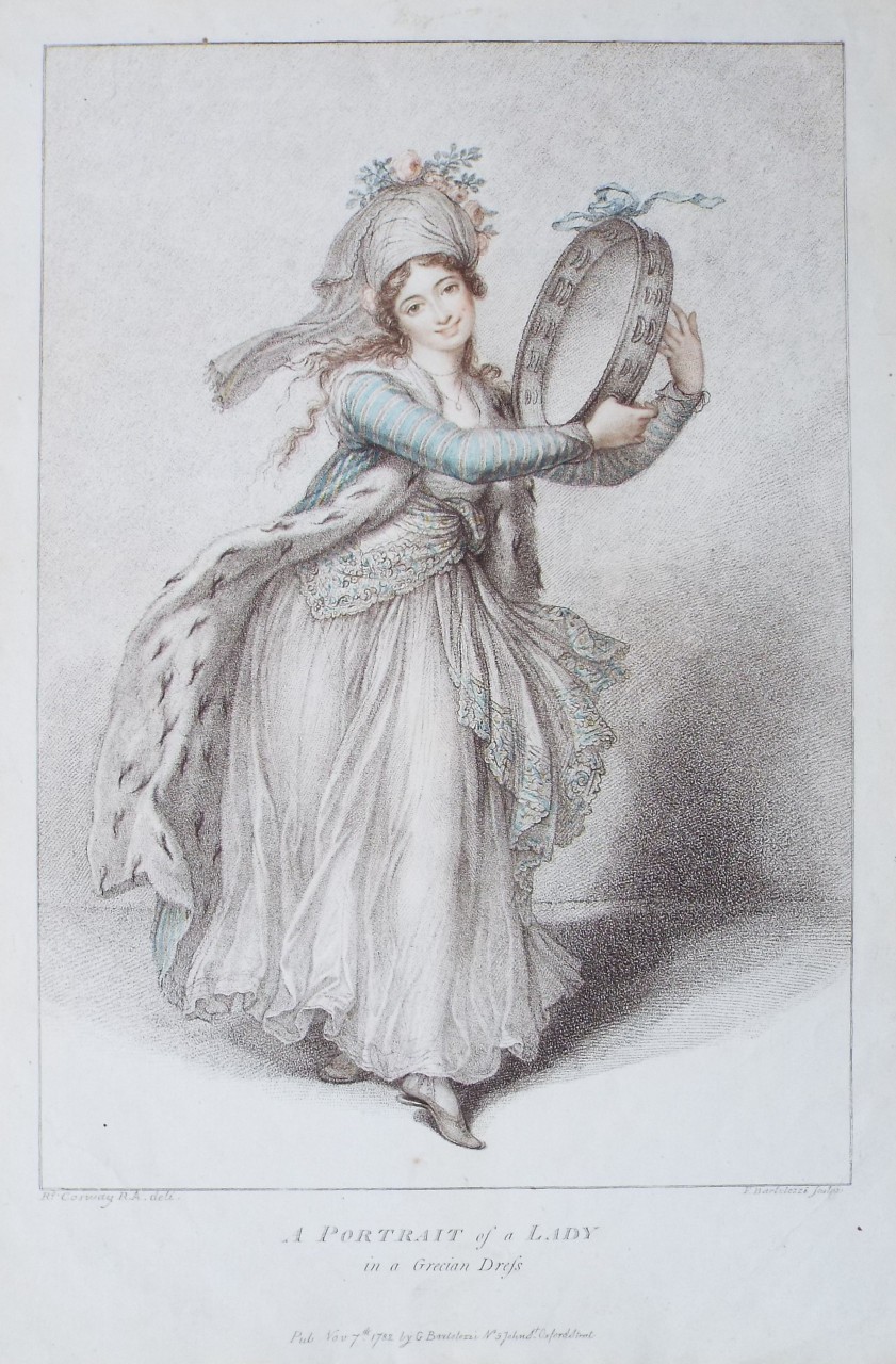Stipple - A Portrait of a Lady in a Grecian Dress - Bartolozzi