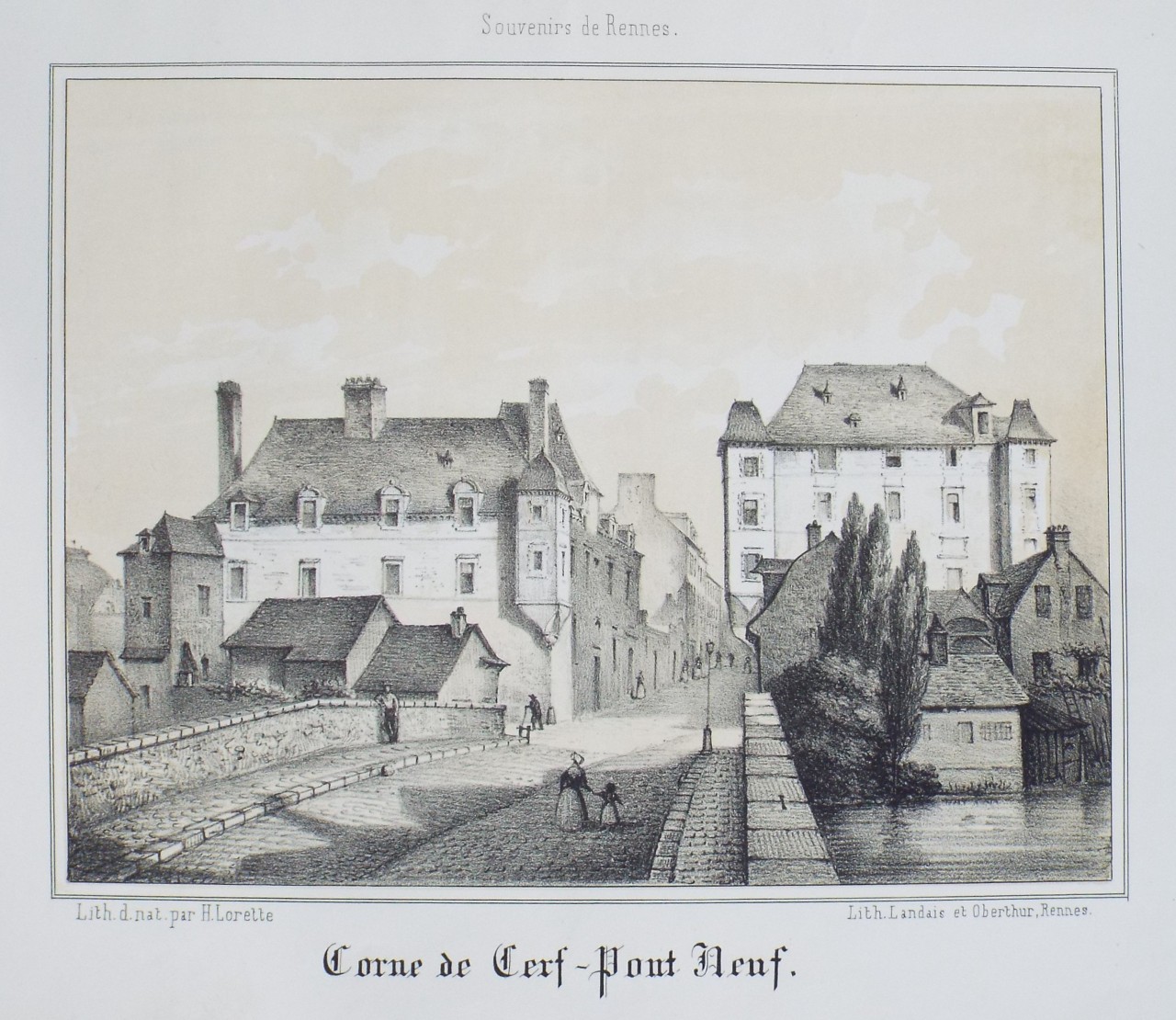 Lithograph - Corne de Cerf - Pont Neuf. - Lorette