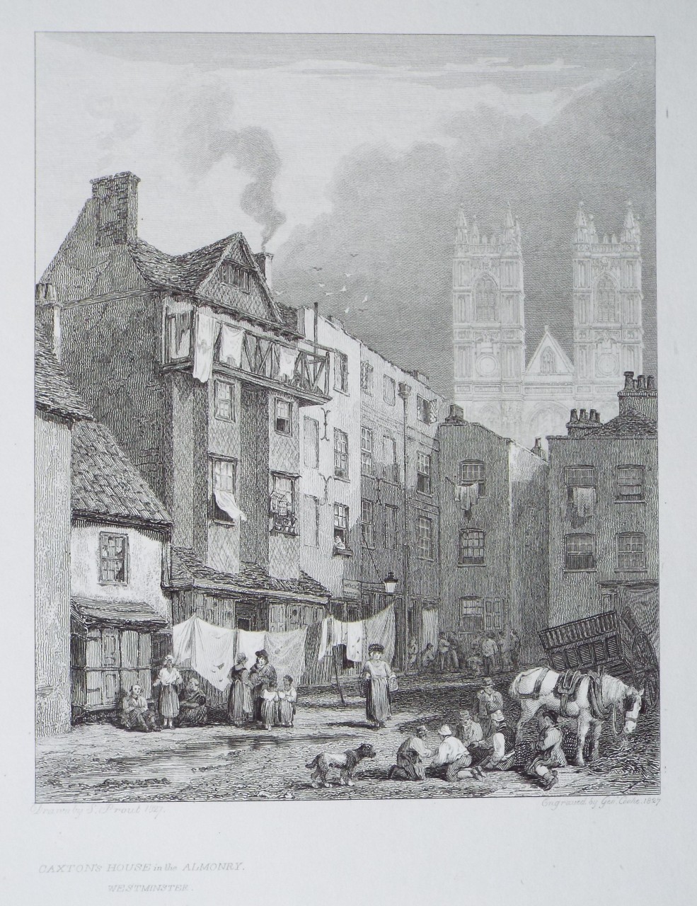 Print - Caxton's House in the Almonry, Westminster - Cooke