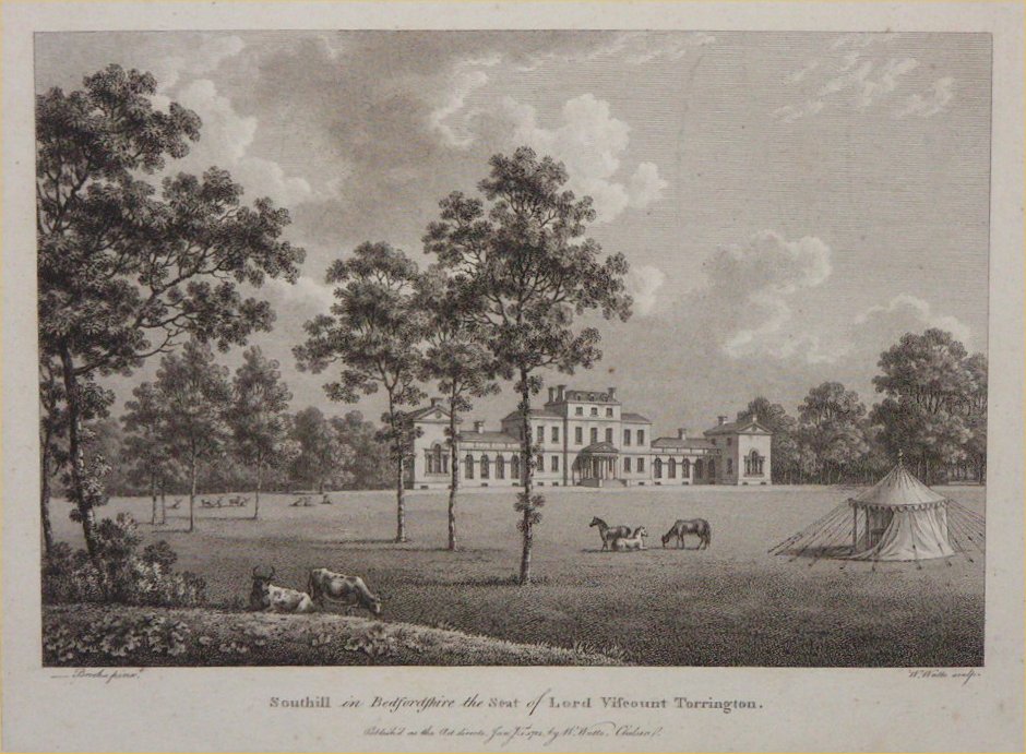 Print - Southill in Bedfordshire the Seat of Lord Viscount Torrington - Watts