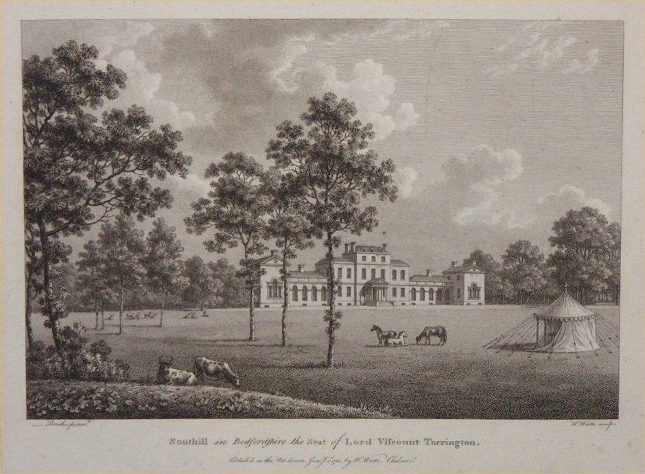 Print - Southill in Bedfordshire. The Seat of Lord Viscount Torrington - Watts