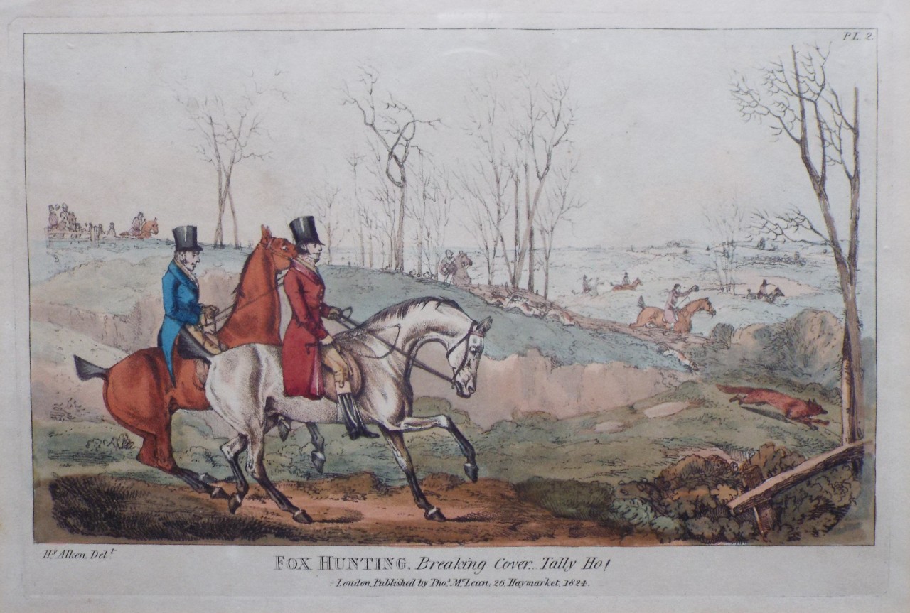 Soft-ground Etching - Fox Hunting. Pl.2. Breaking Cover. Tally Ho! - Alken