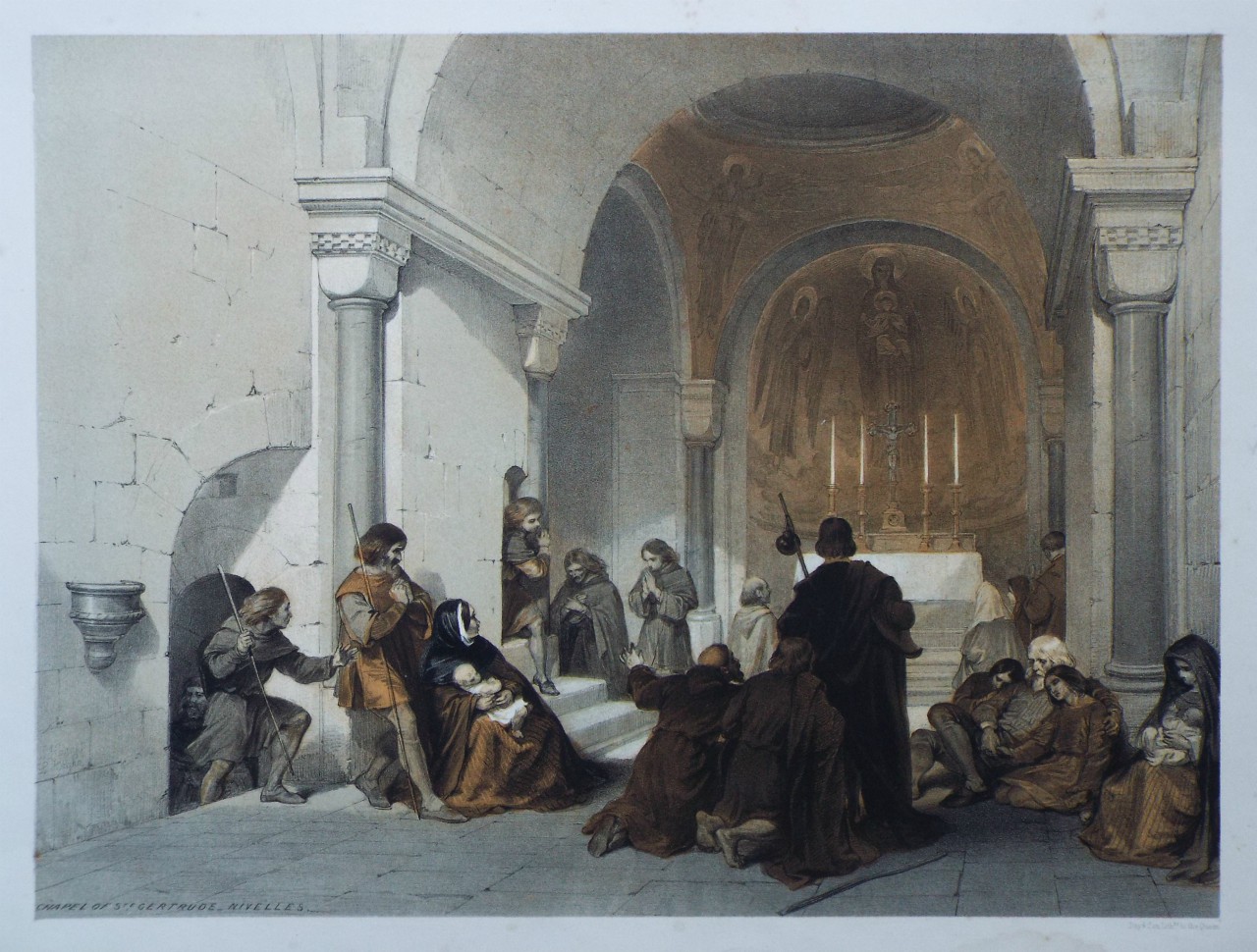 Lithograph - Chapel of St. Gertrude - Nivelles. - Haghe
