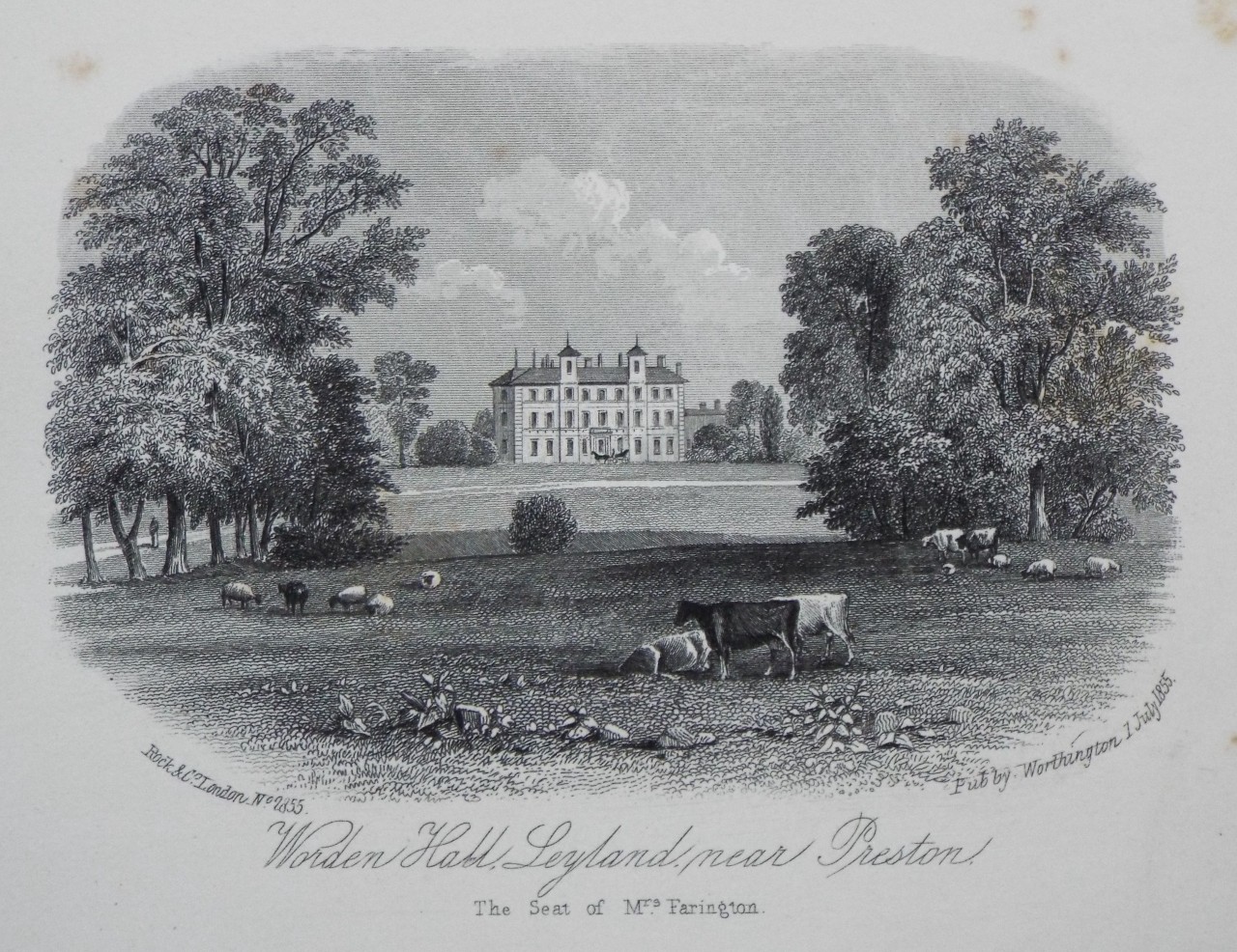 Steel Vignette - Worden Hall, Leyland, near Preston. The Seat of Mrs Farington. - Rock