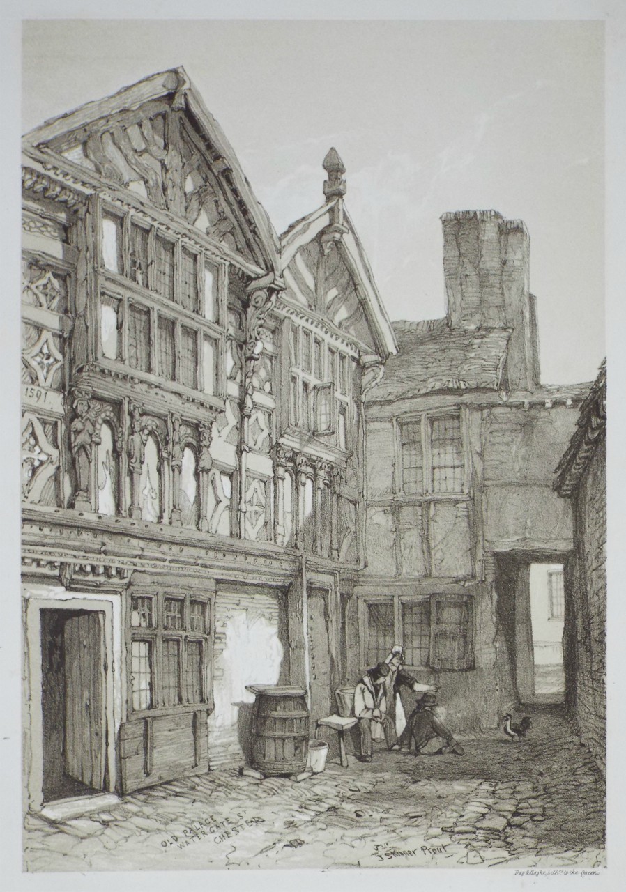Lithograph - Old Palace Water Gate St. Chester - Prout