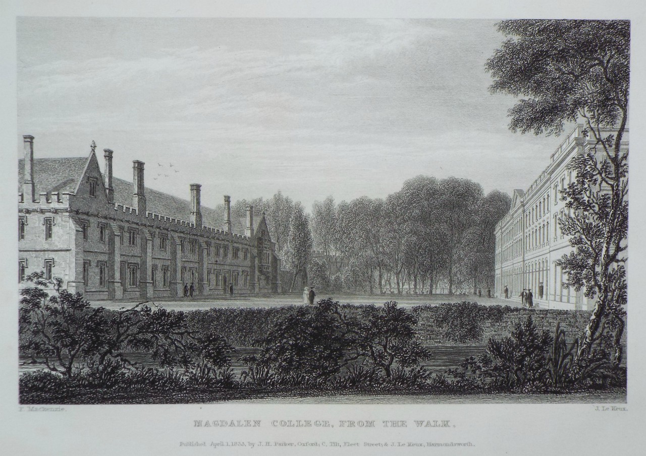 Print - Magdalen College from the Walk. - Le