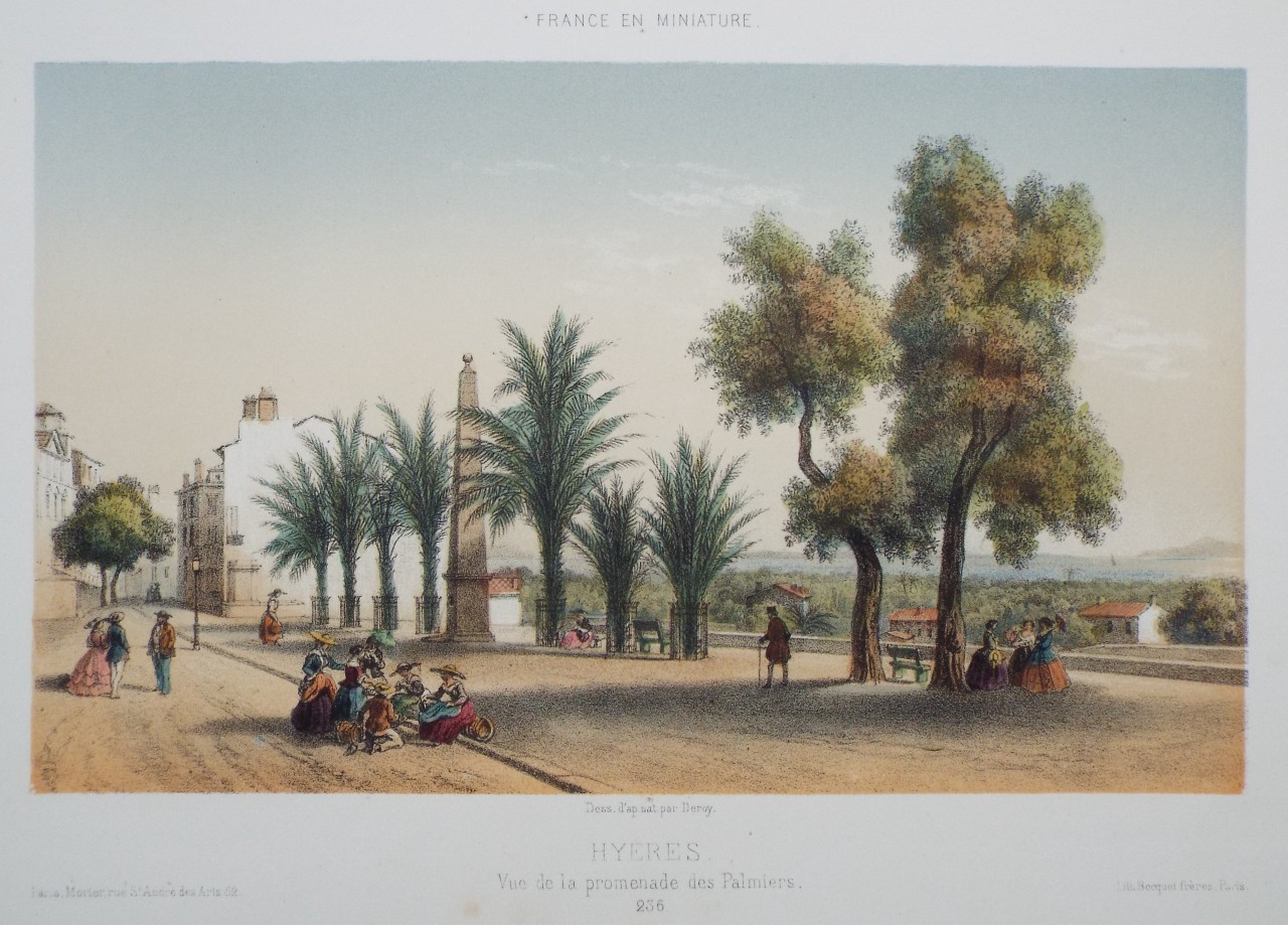 Lithograph - Hyeres. Vue de la promenade des Palmiers. - 