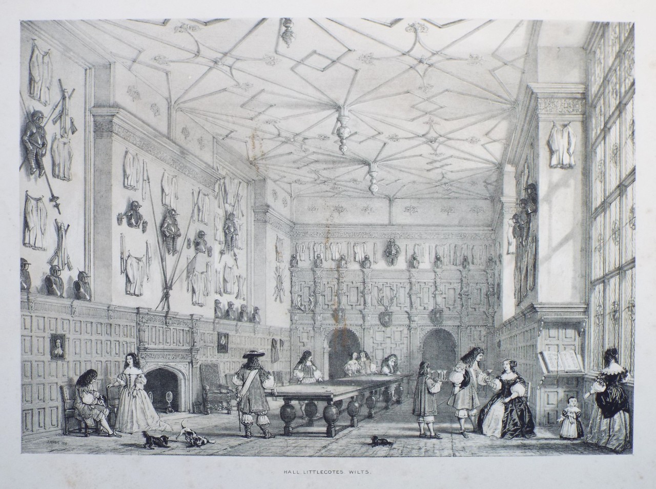 Lithograph - Hall, Littlecote, Wilts. - Nash