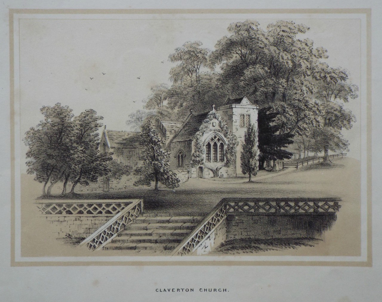 Lithograph - Claverton Church.