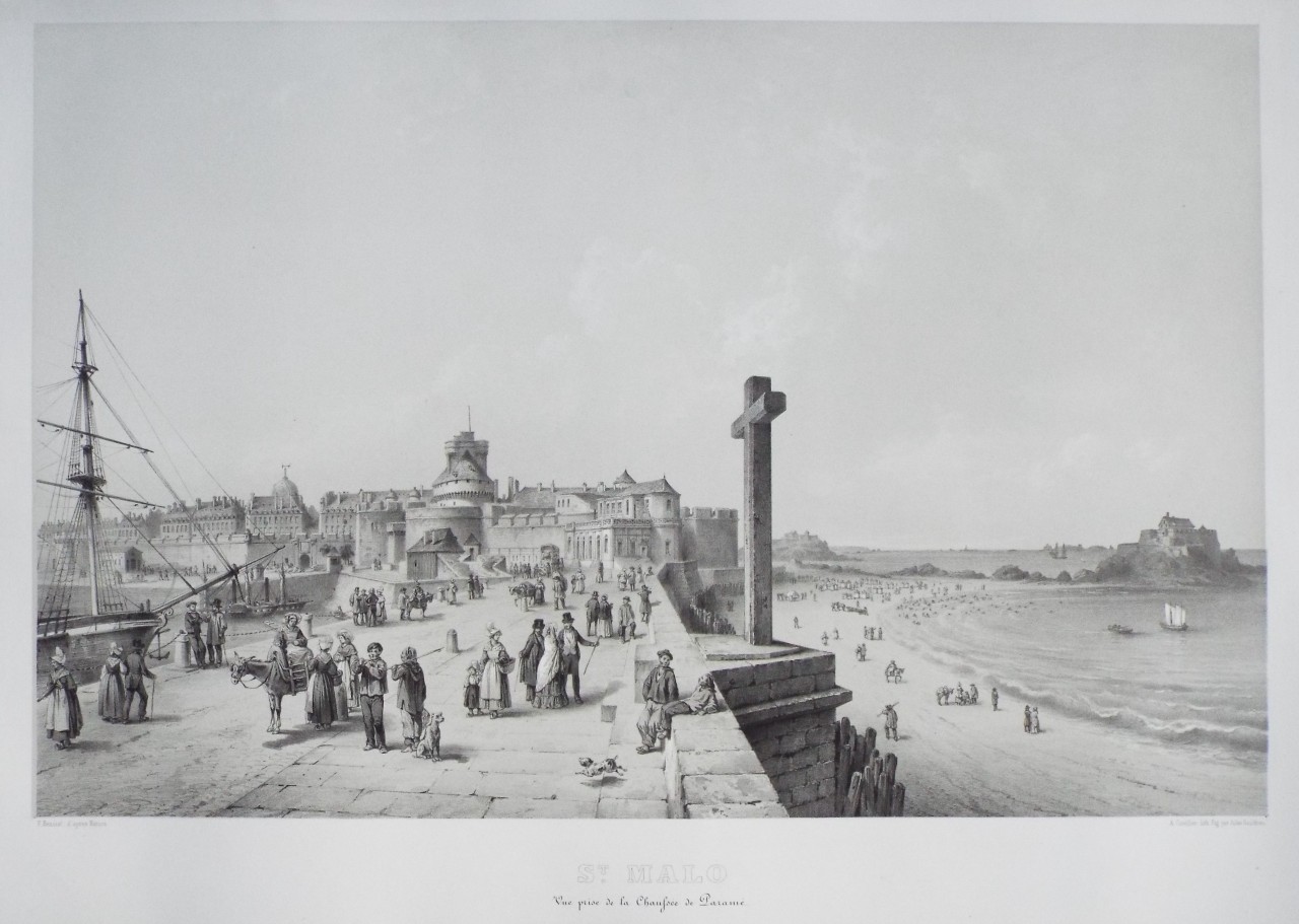 Lithograph - St. Malo Vue Pris de la Chaussee de Parame - Cuvillier
