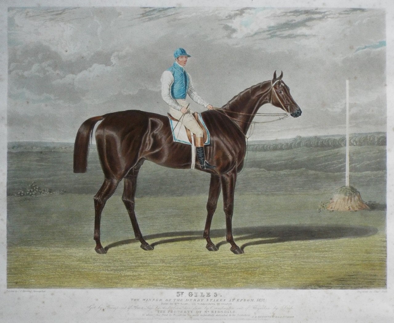 Aquatint - St. Giles, the Winner of the Derby Stakes at Epsom, 1832. - Hunt