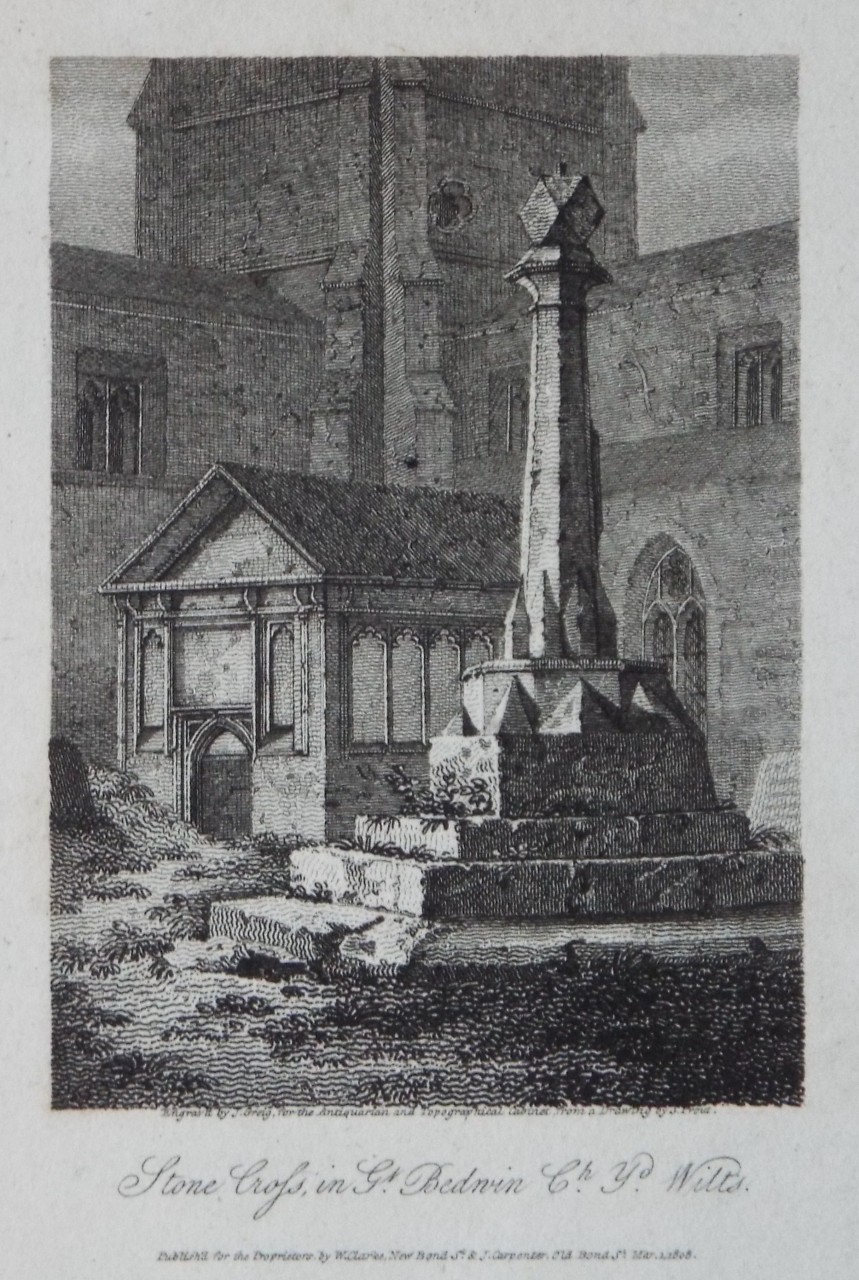 Print - Stone Cross in Gt.Bedwin Ch.Yd.Wilts. - Greig