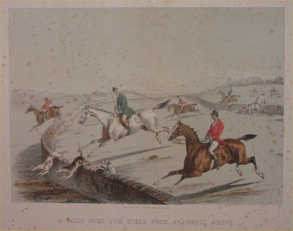 Lithograph - A Gallop with Jem Hills from Bradwell Grove